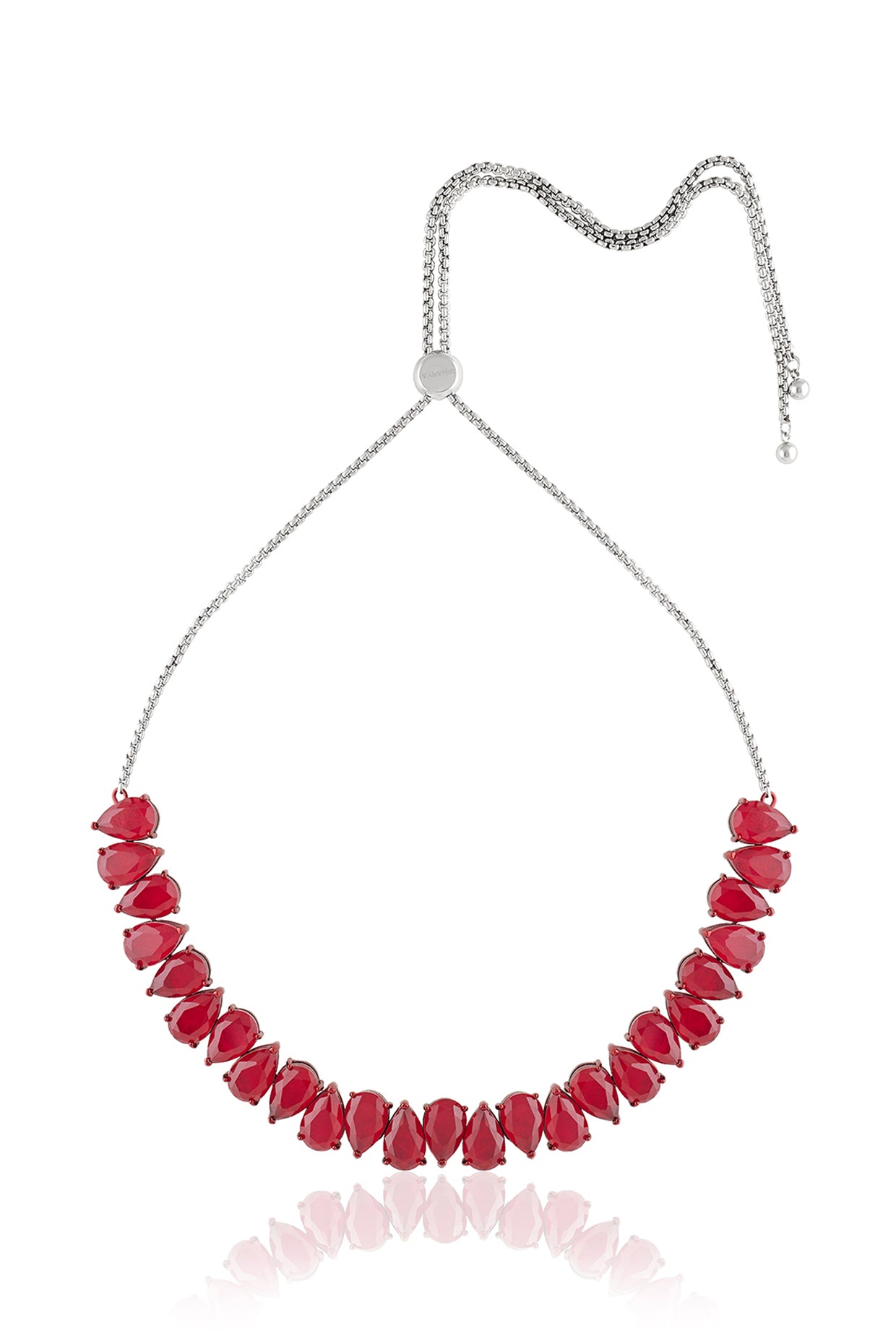 Elysian Ruby Choker Necklace In Rhodium Plating