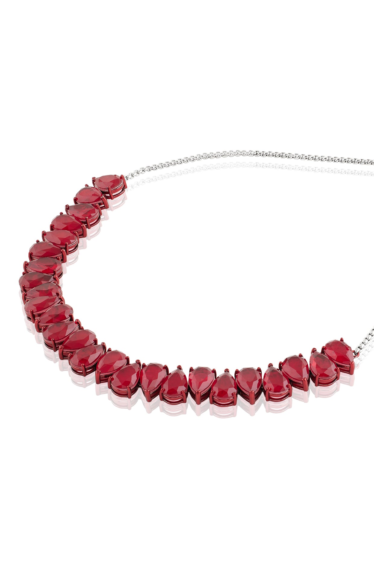Elysian Ruby Choker Necklace In Rhodium Plating