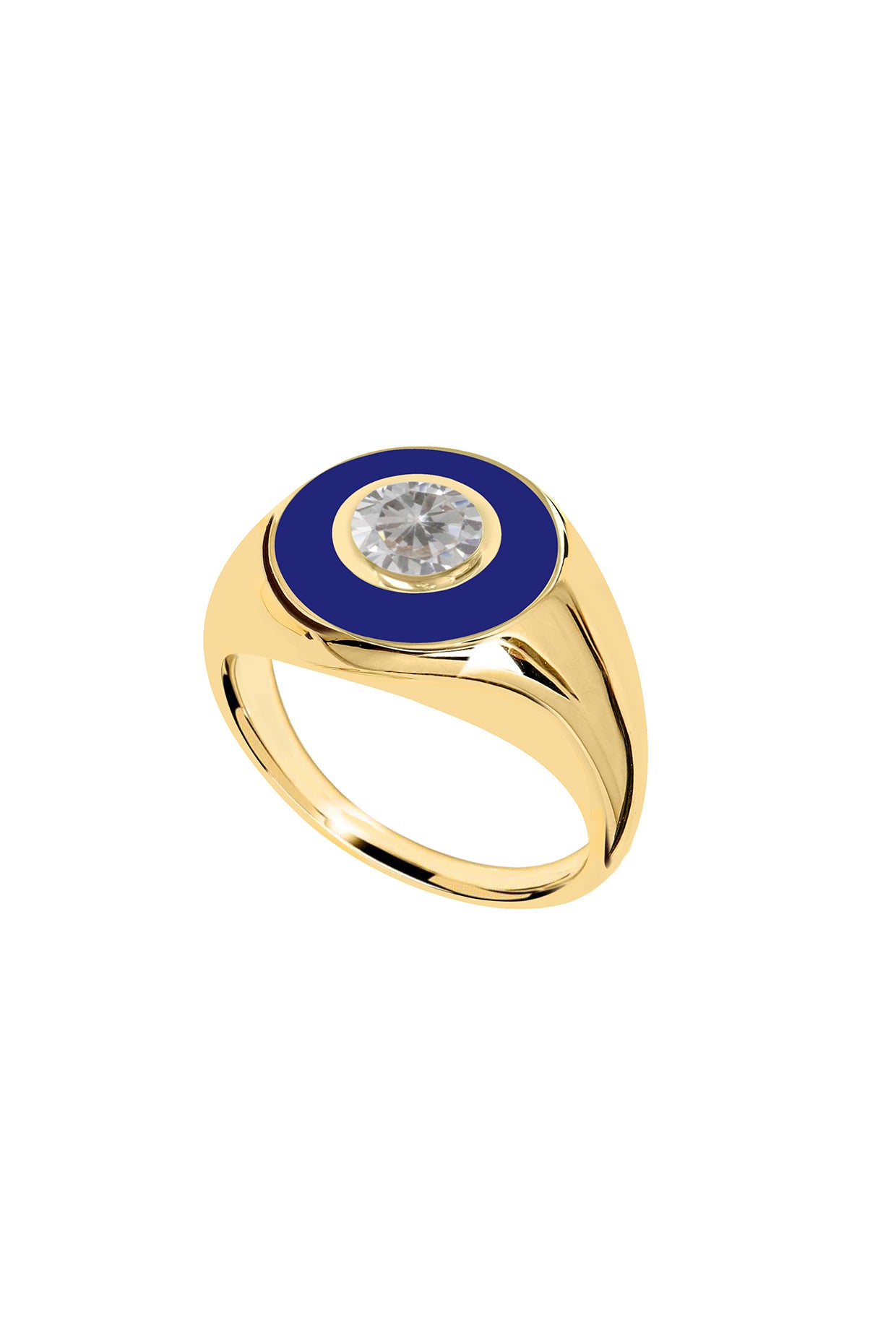 18Kt Gold Plated Eyes On Me Blue Signet Ring