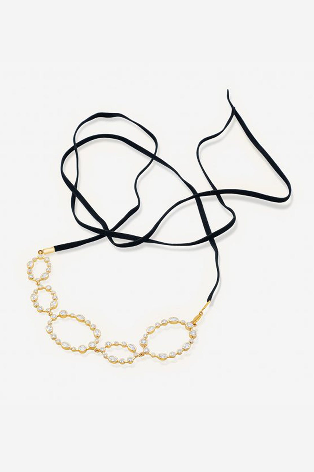 Celeste Oval Suede Choker Necklace 18Kt Gold Plated