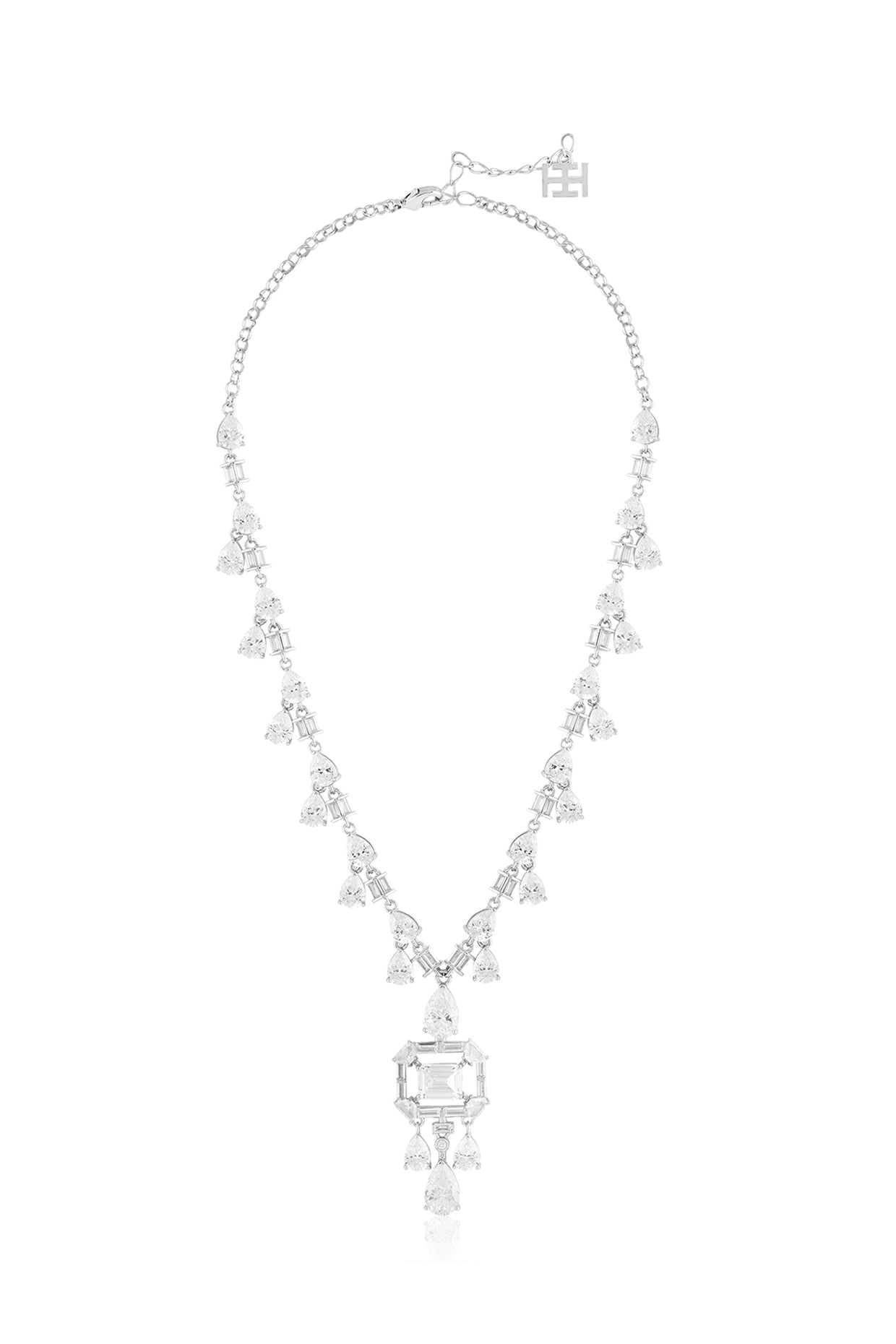 Timeless Elegance Long Necklace In Rhodium Plating