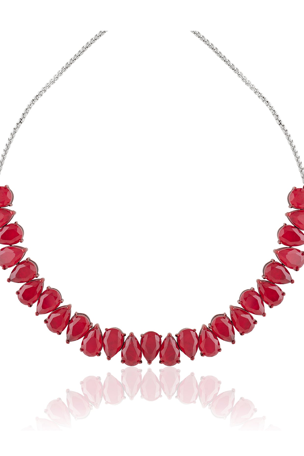Elysian Ruby Choker Necklace In Rhodium Plating
