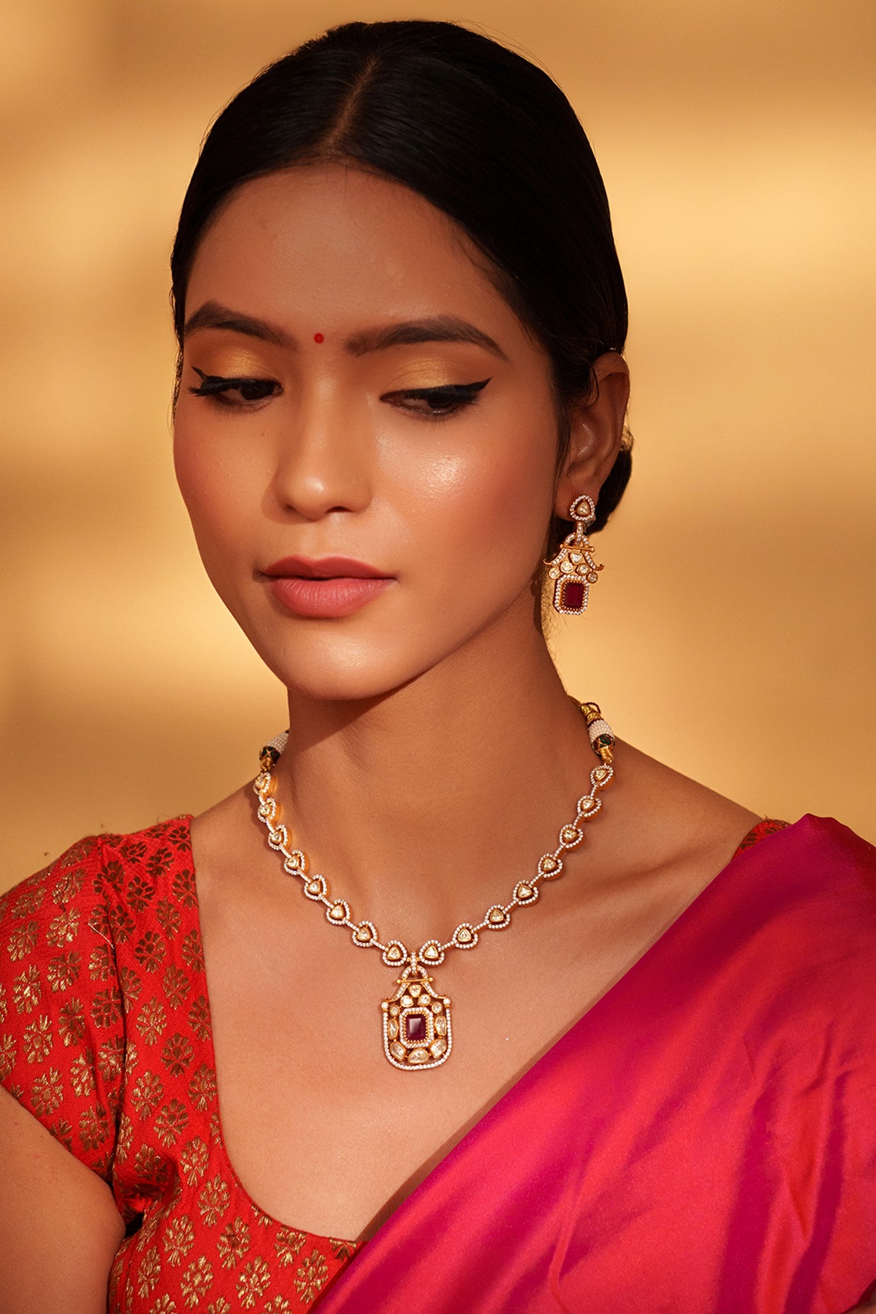 Eklavya Red Moissanite Set