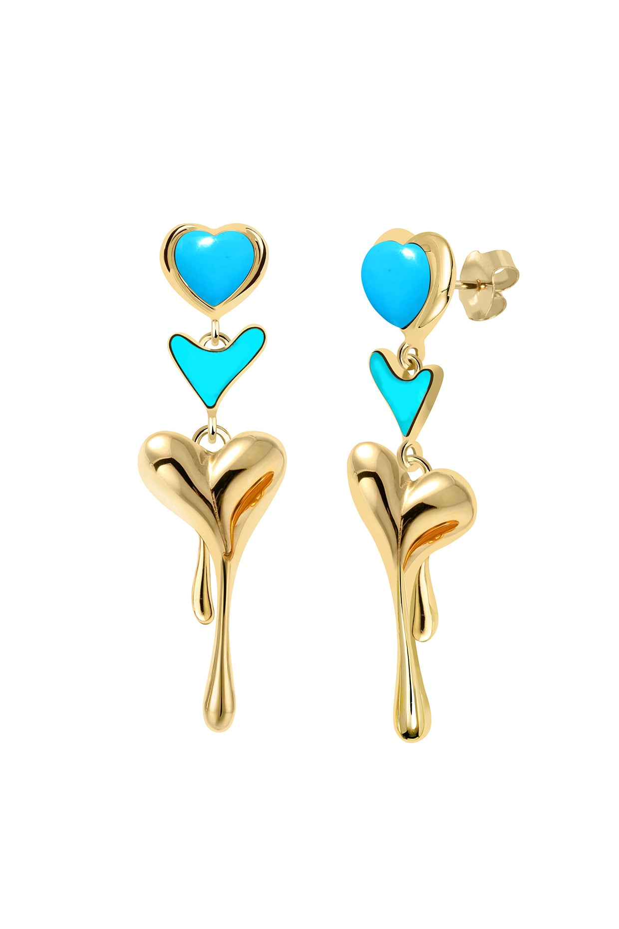18Kt Gold Plated Turquoise All Heart Drop Earrings