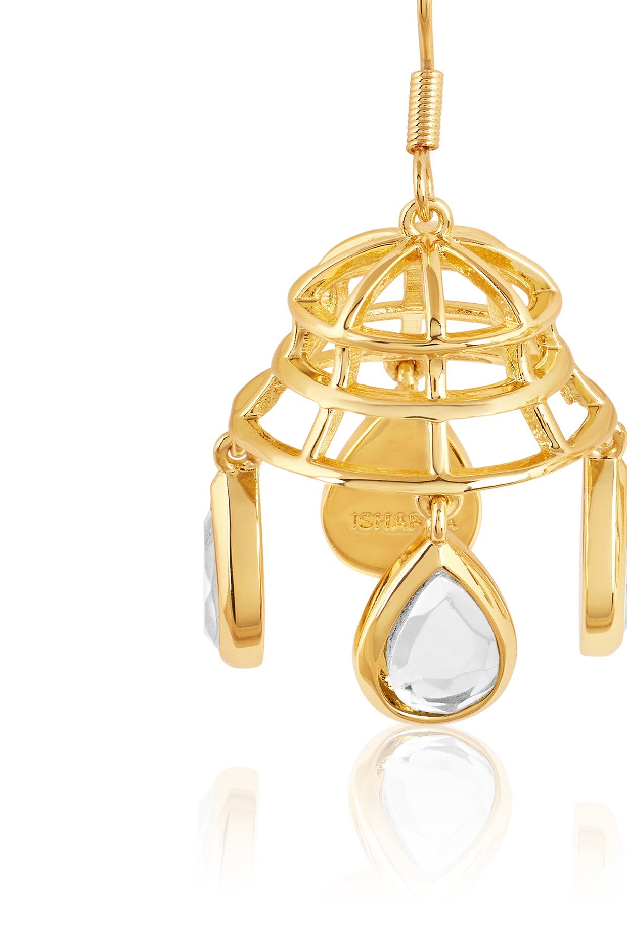 Ayaana Bell Mirror Dangling Earrings 18Kt Gold Plated