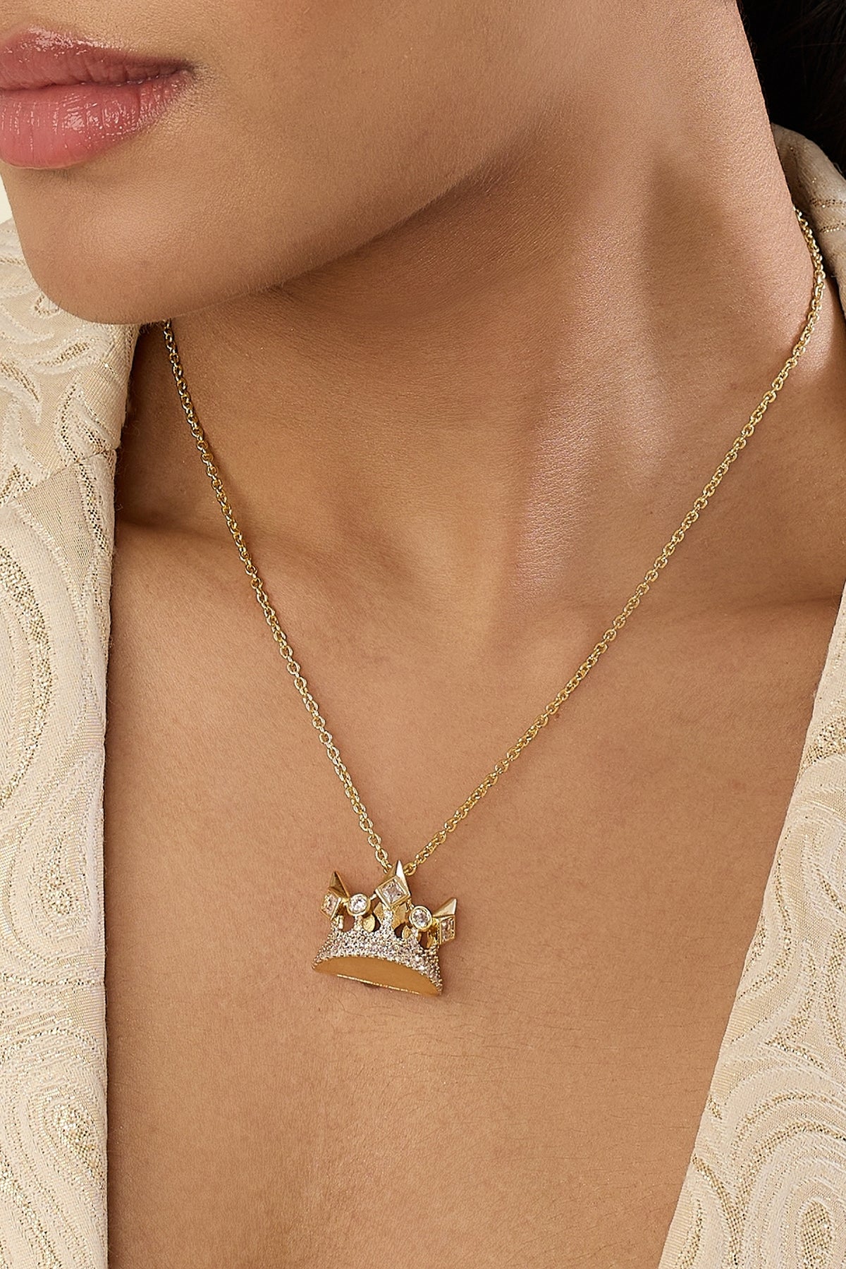 Polki Crown Heir Pendant Necklace