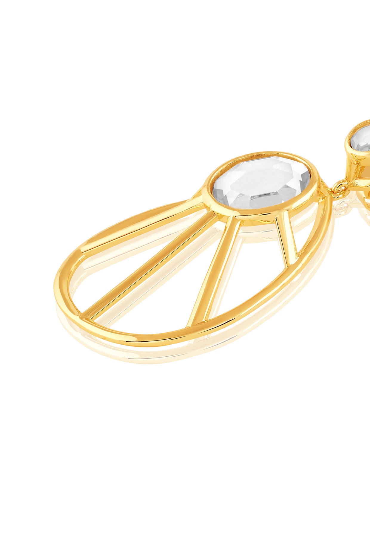 Ayaana Filigree And Mirror Drop Earrings 18Kt Gold Plated