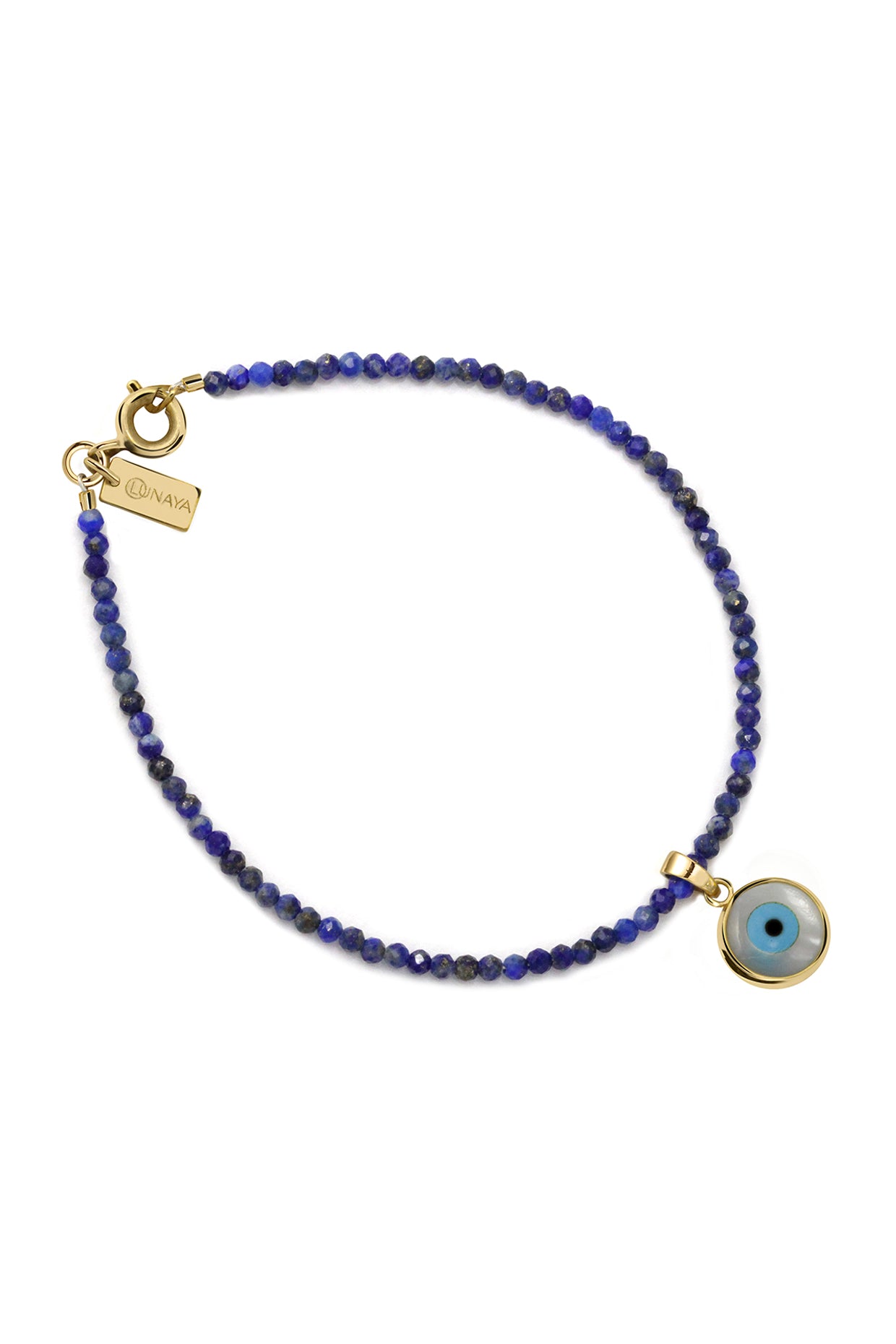 18Kt Gold Plated Lapis Lazuli Beaded Bracelet