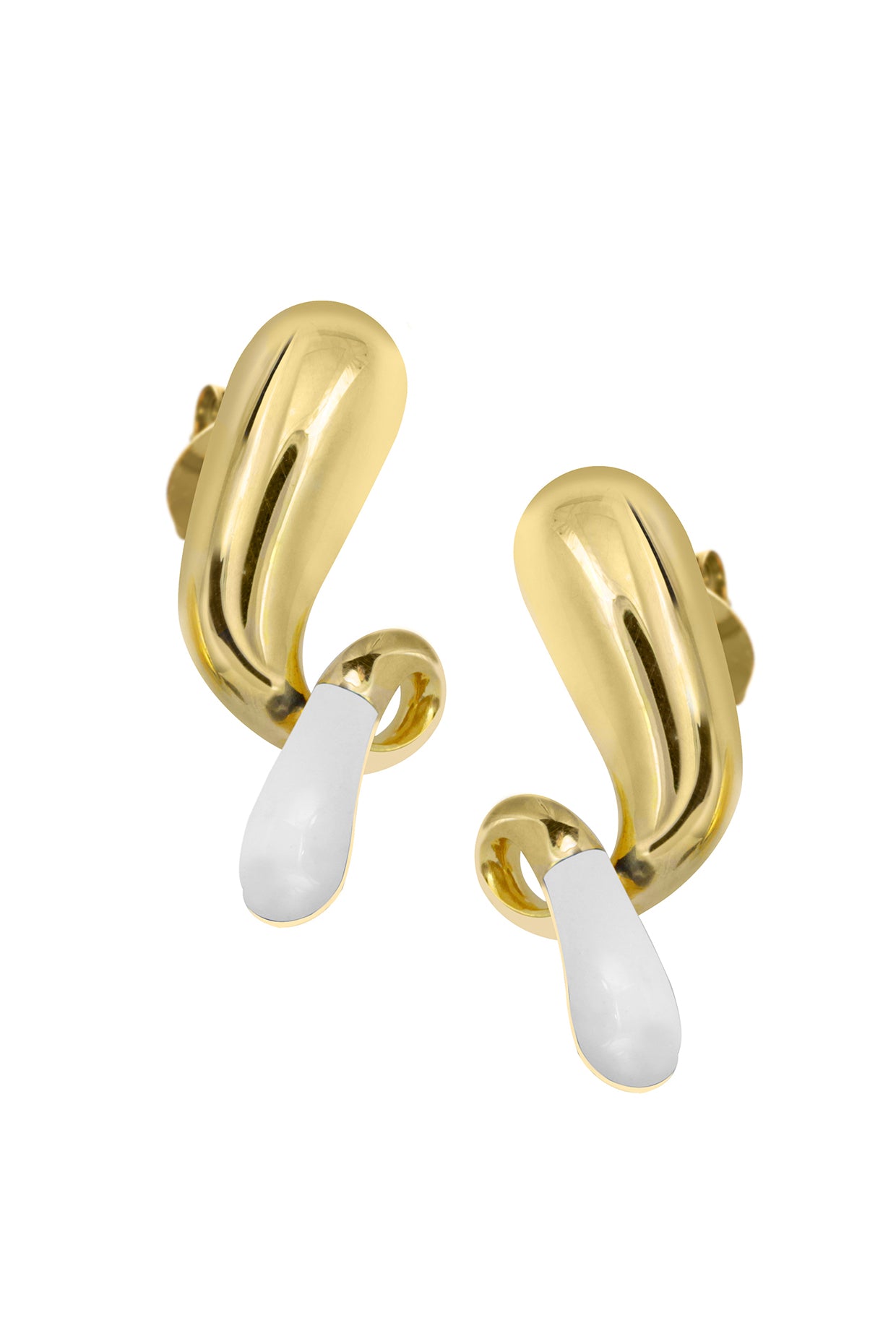 18Kt Gold Plated White Pebble Pop Drop Earrings