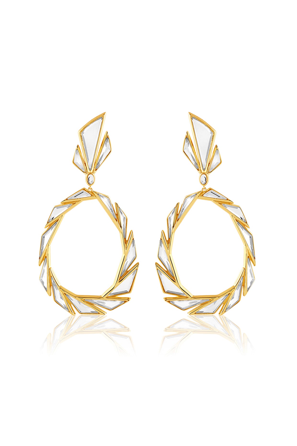 Demi Goddess Mirror Statement Libra Earrings 18Kt Gold Plated
