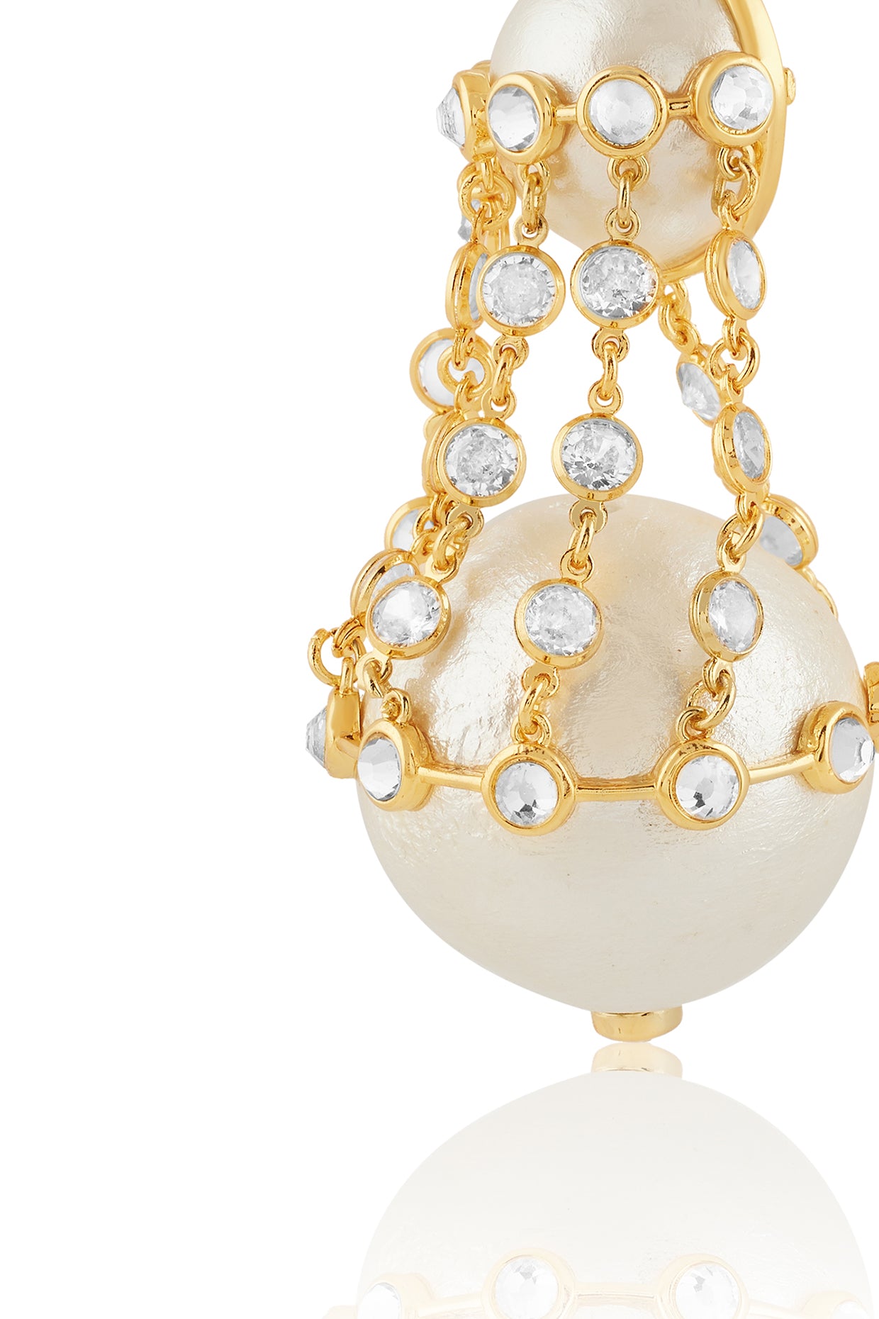 Limelight Pearl & Chain Libra Earrings 18Kt Gold Plated