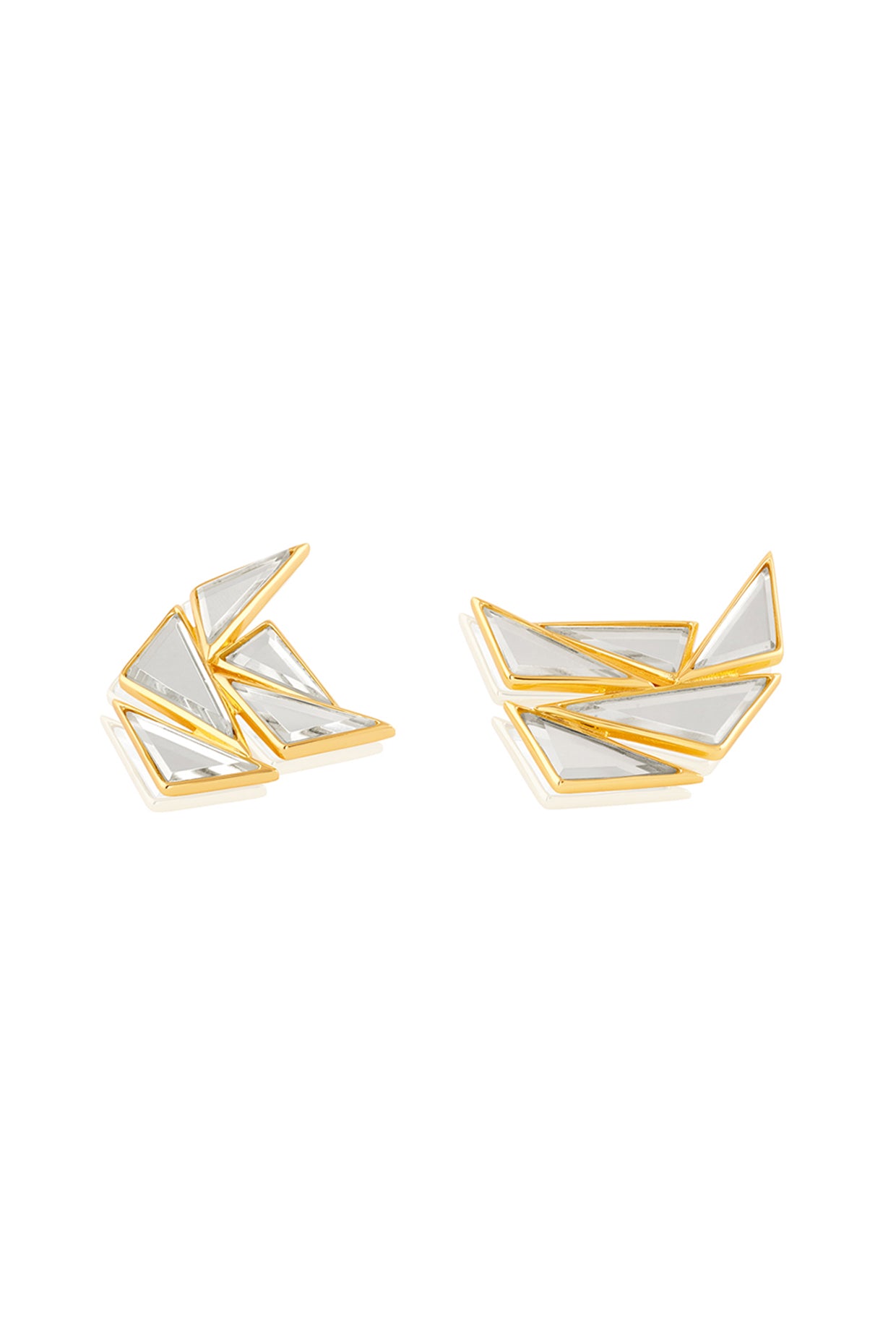 Demi Goddess Mirror Cluster Stud Earrings 18Kt Gold Plated
