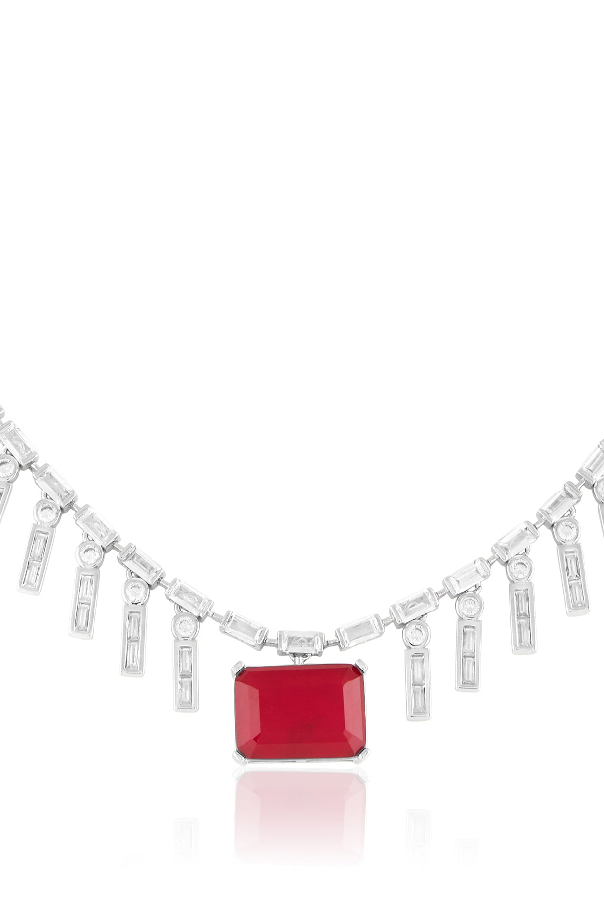 Florence Charm Necklace In Rhodium Plated