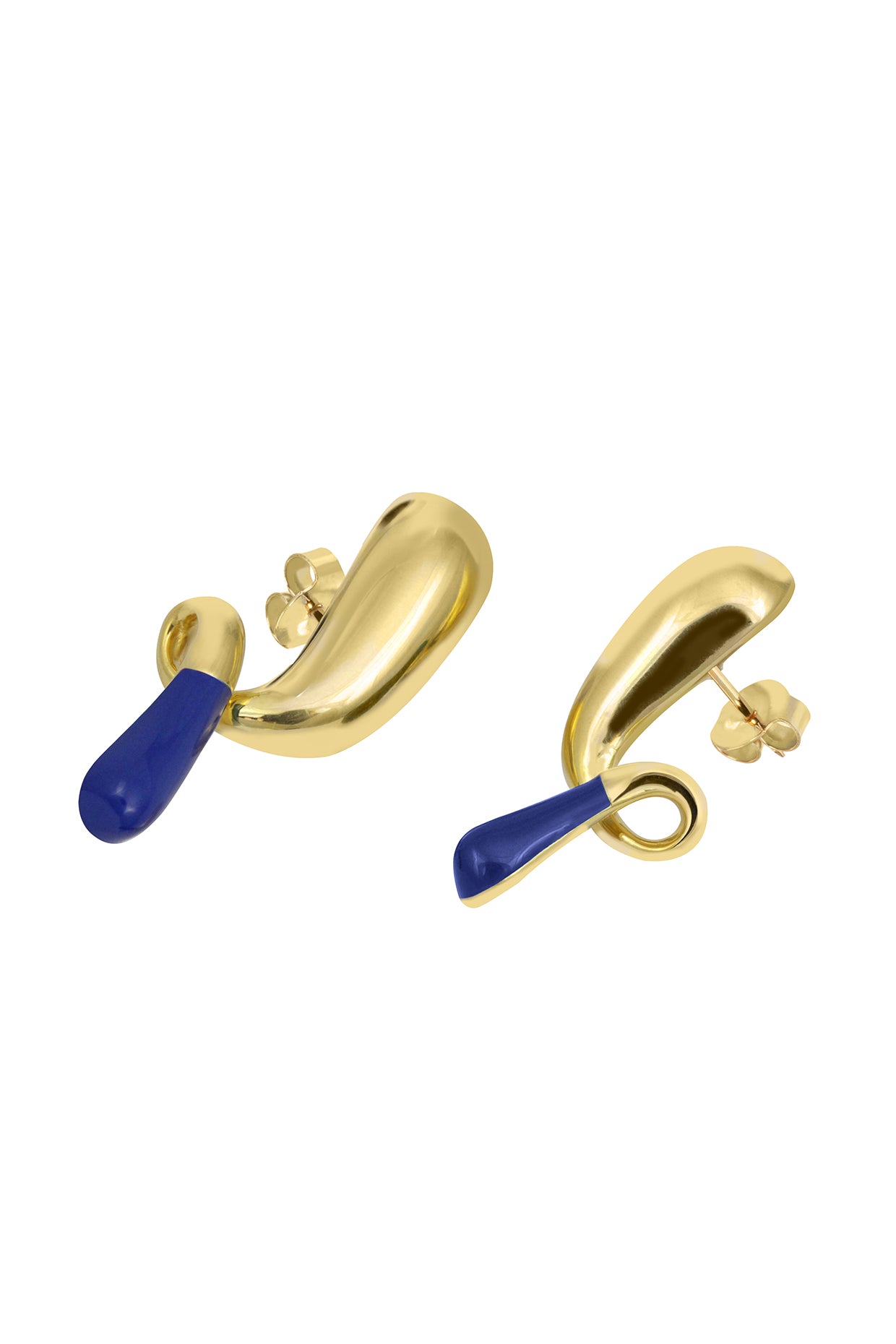 18Kt Gold Plated Blue Pebble Pop Drop Earrings