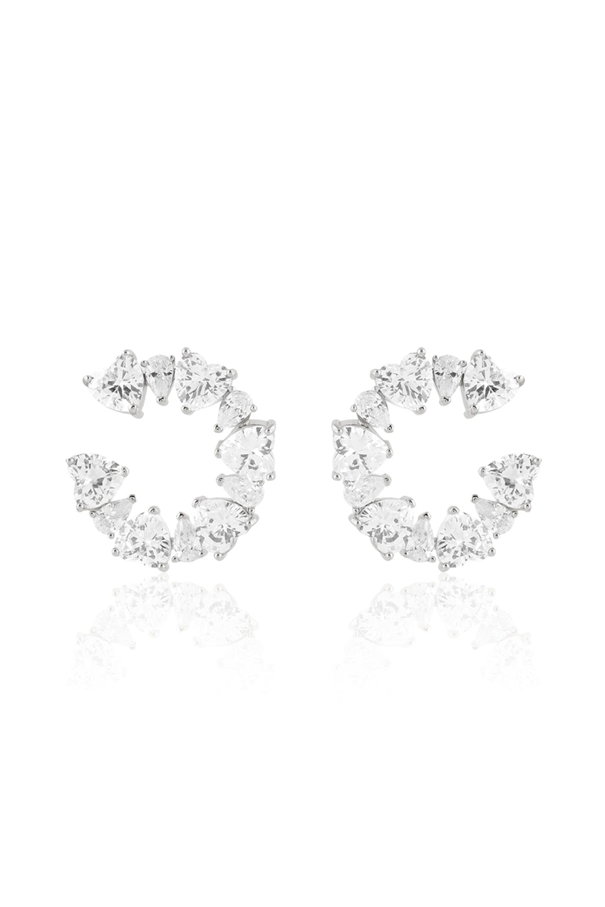 Silver Halo Studs In Rhodium Plating