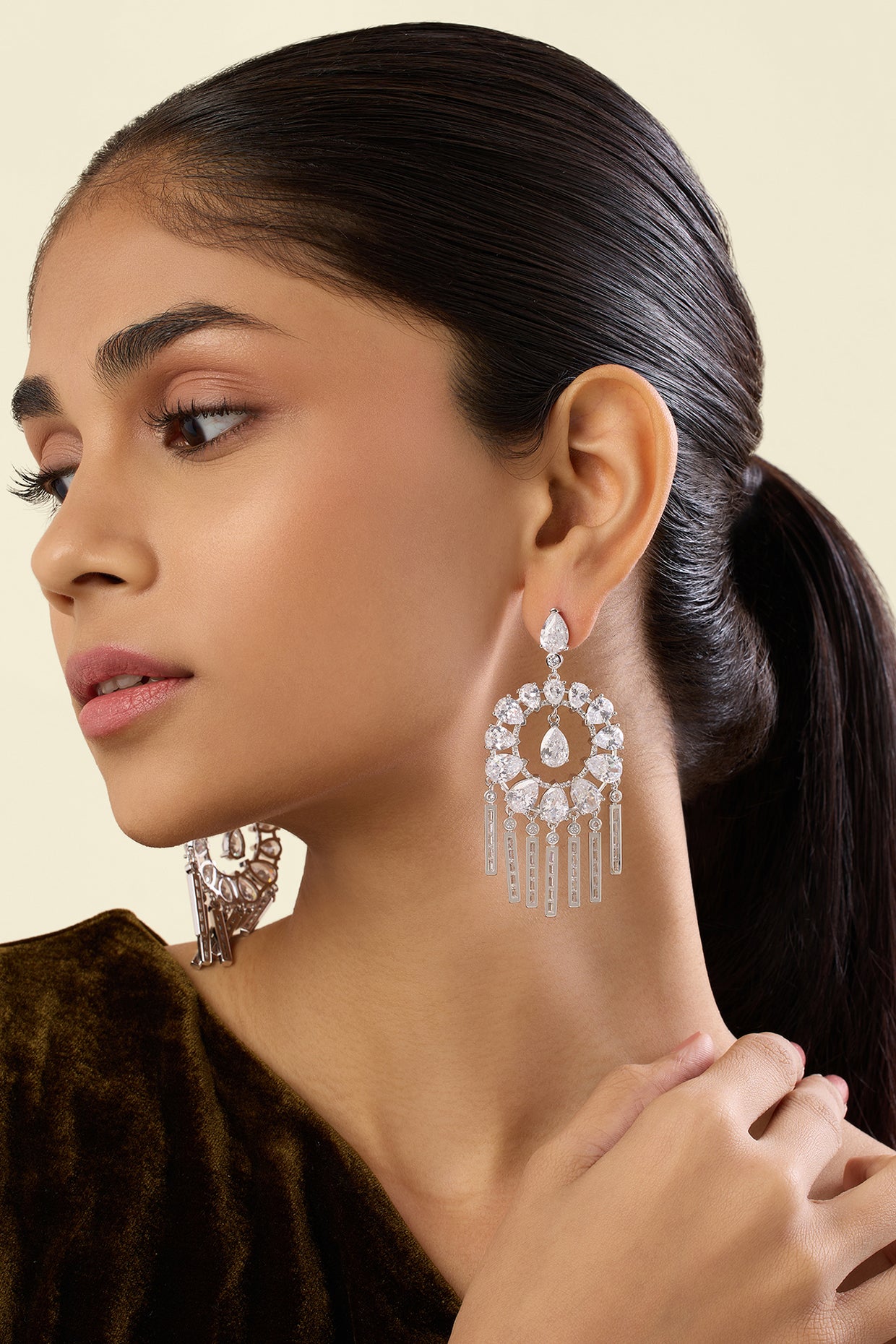 Mirror Moon Baalis In Rhodium Plated