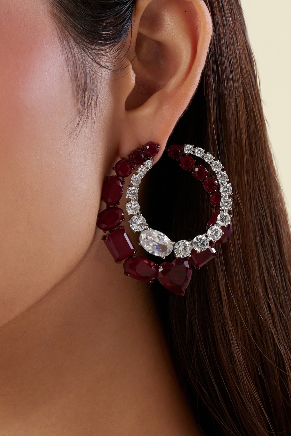 Elevé Ruby Botox Front Back Earrings