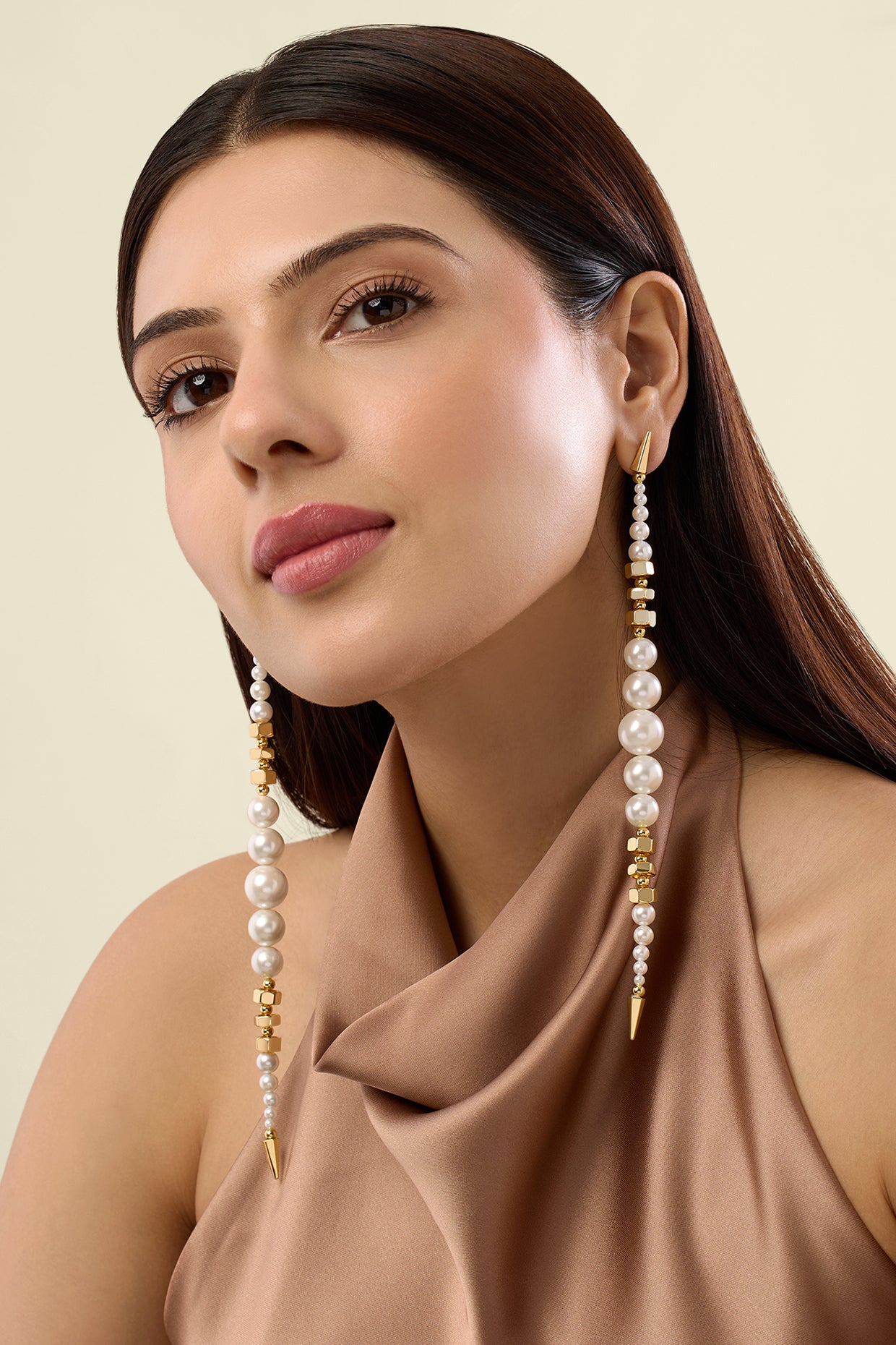 Shoulder duster  Pearl Earrings 18Kt Gold Plated