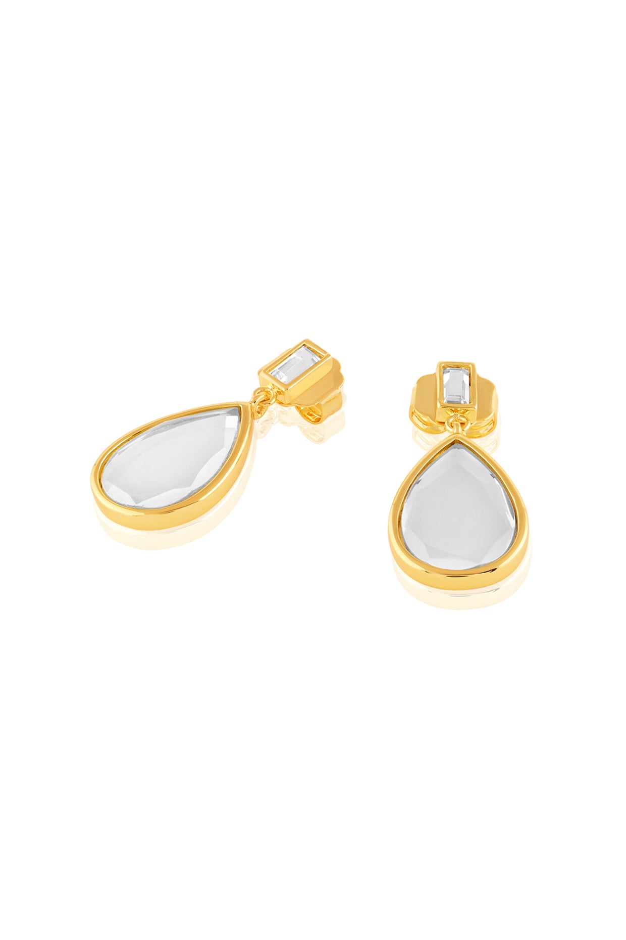 Dew Drop Mirror Clip On Earring 18Kt Gold Plated