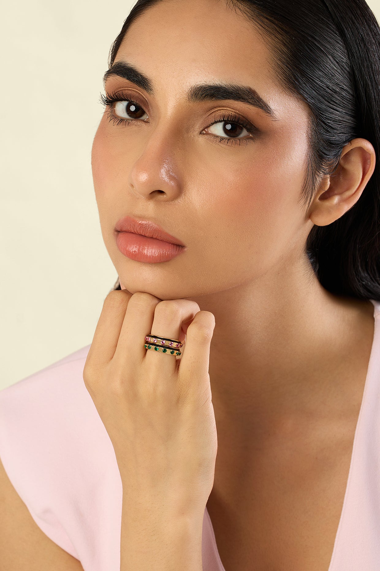 Celestial Duality Ring Stack In 18kt Gold Plated