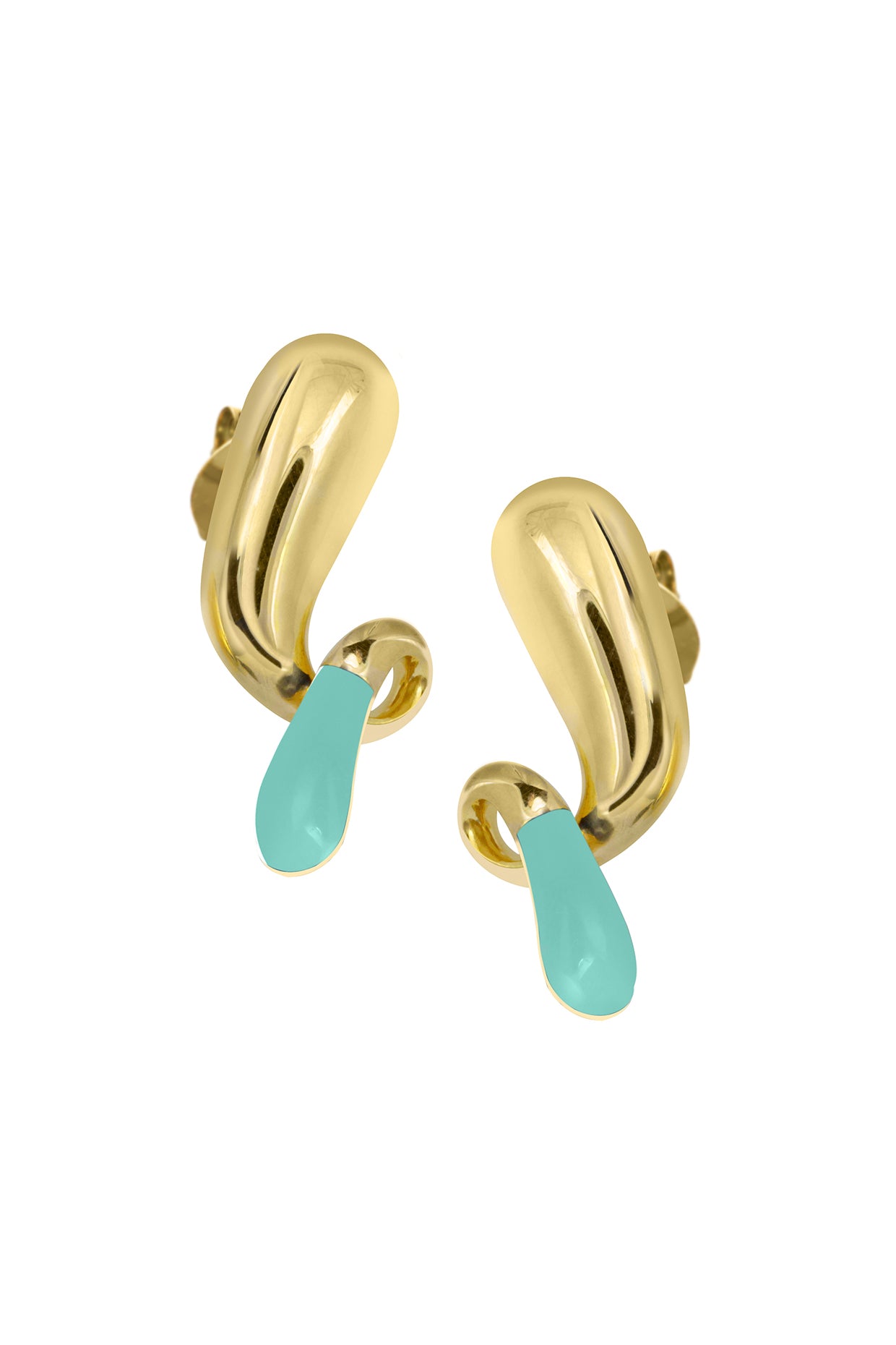 18Kt Gold Plated Sage Green Pebble Pop Drop Earrings