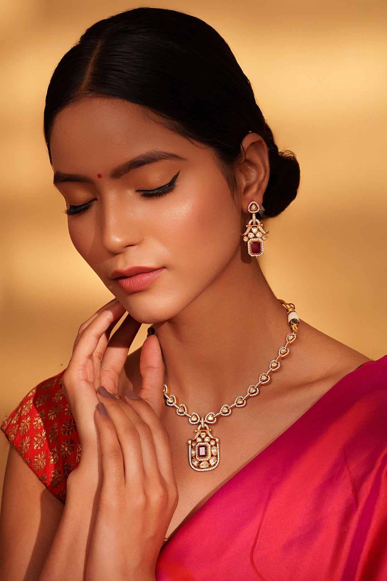 Eklavya Red Moissanite Set