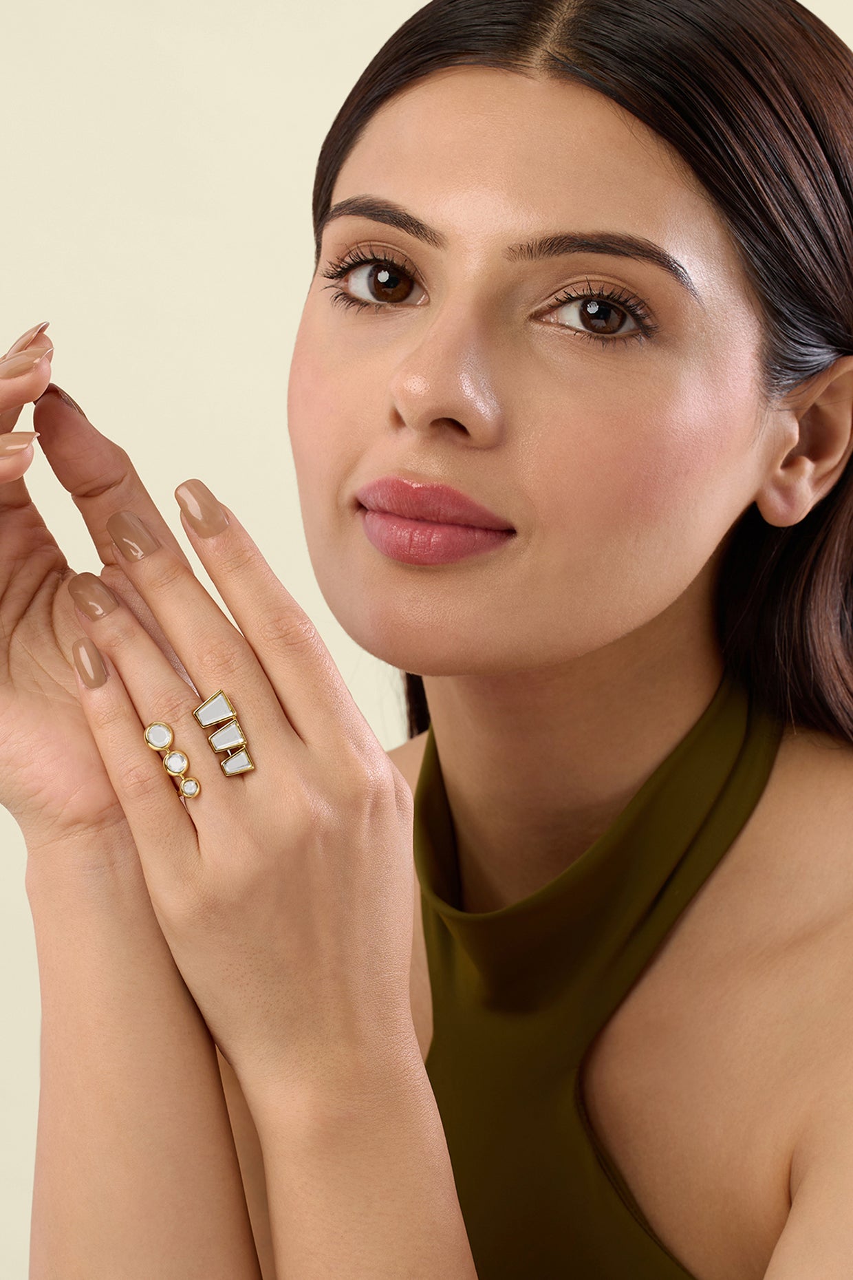 Ayaana Floral Cocktail Ring 18Kt Gold Plated