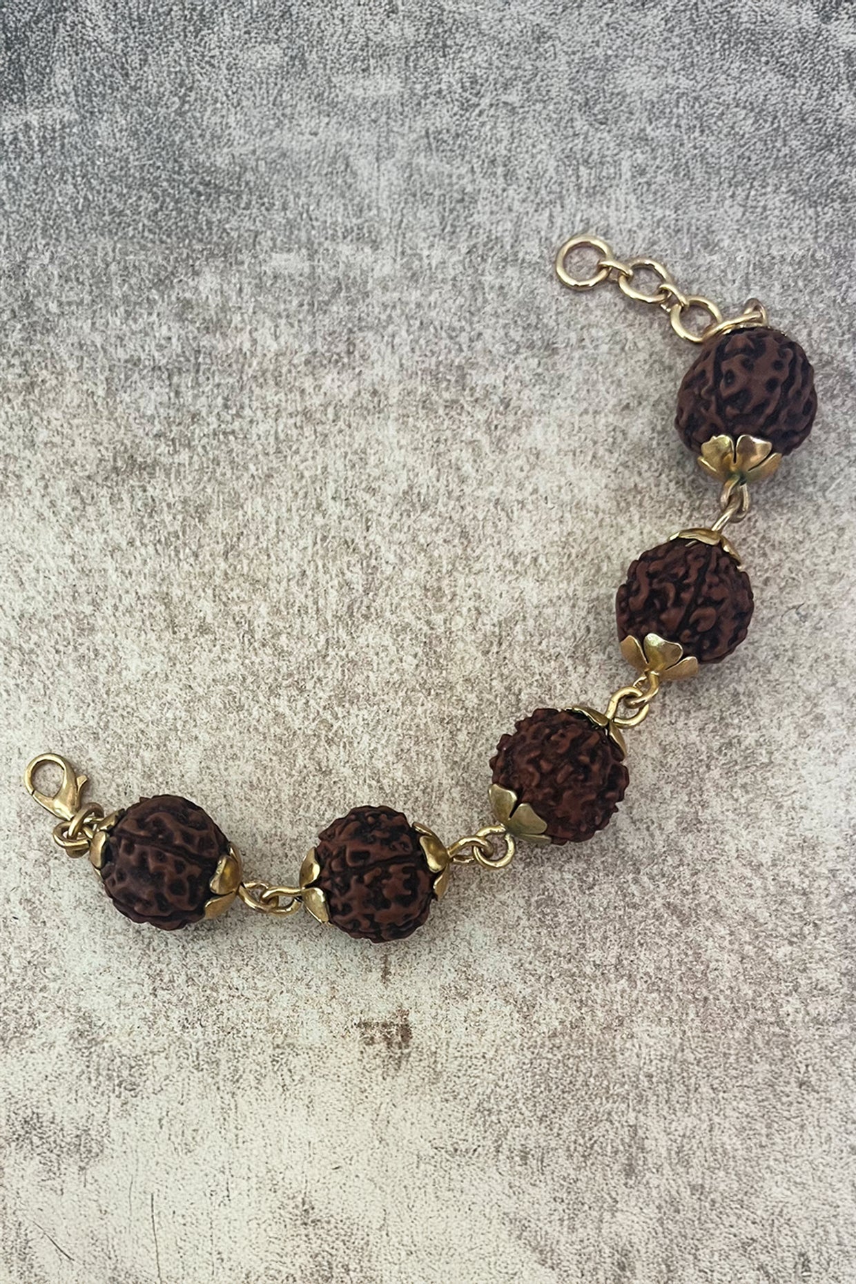 Gold Rudraksha Mala Beads Bracelet