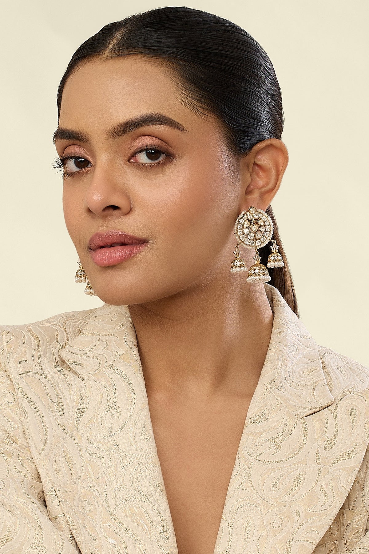 Polki Gilded Jhumka Earrings