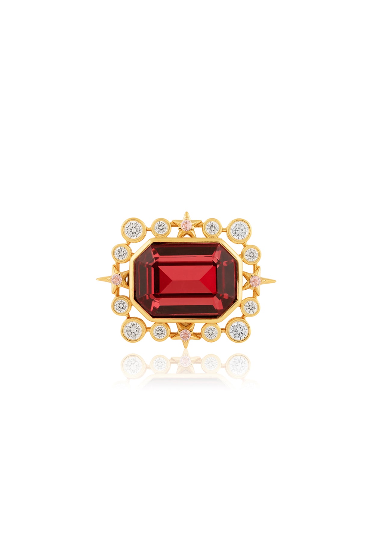Ruby Lyric Statement Ring In 18Kt Gold Plated