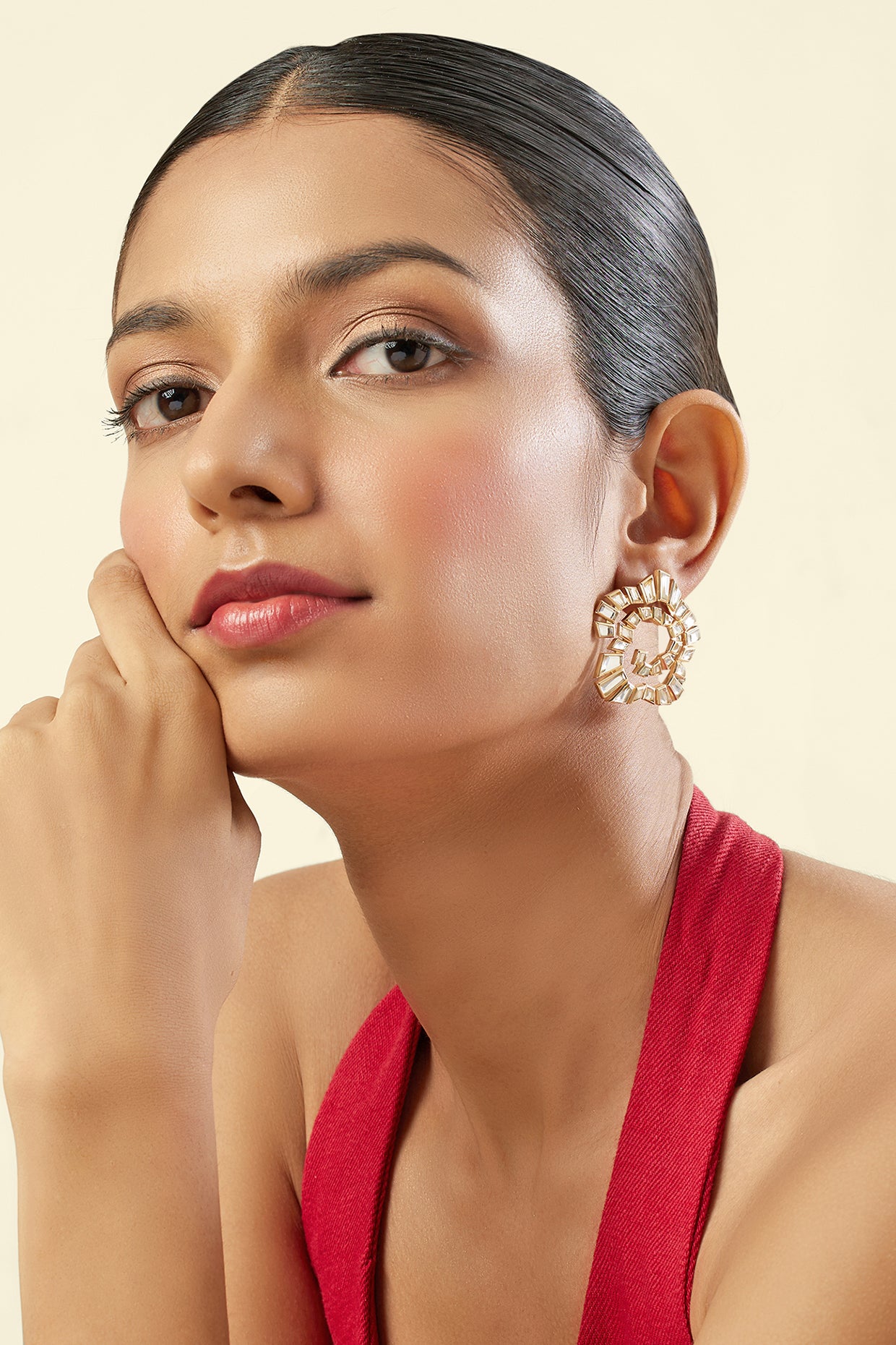 Santuario Spiral Studs In 18Kt Gold Plated