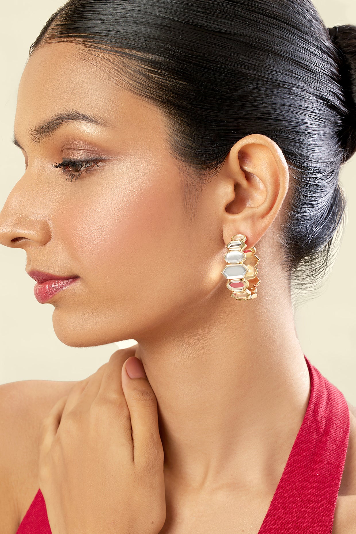 Mosaico Mirror Hoops In 18Kt Gold Plated