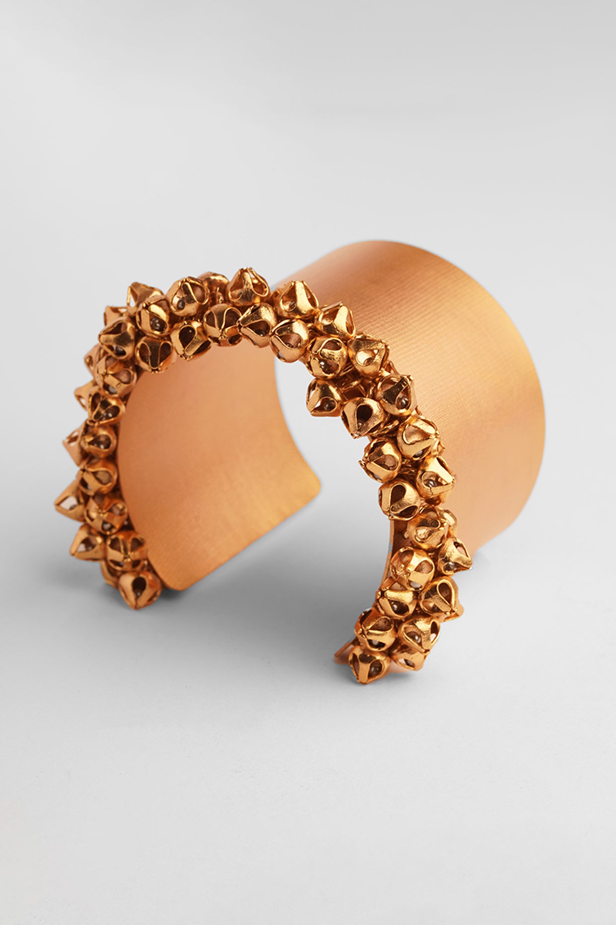 Gold Plated Minute Cuff With Ghungroo One Side