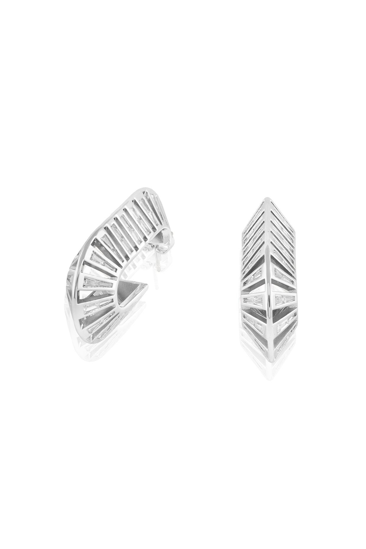 Rhombo Diamante Hoops In Rhodium Plated