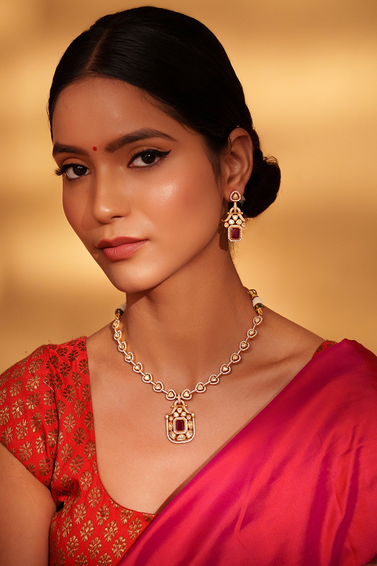 Eklavya Red Moissanite Set