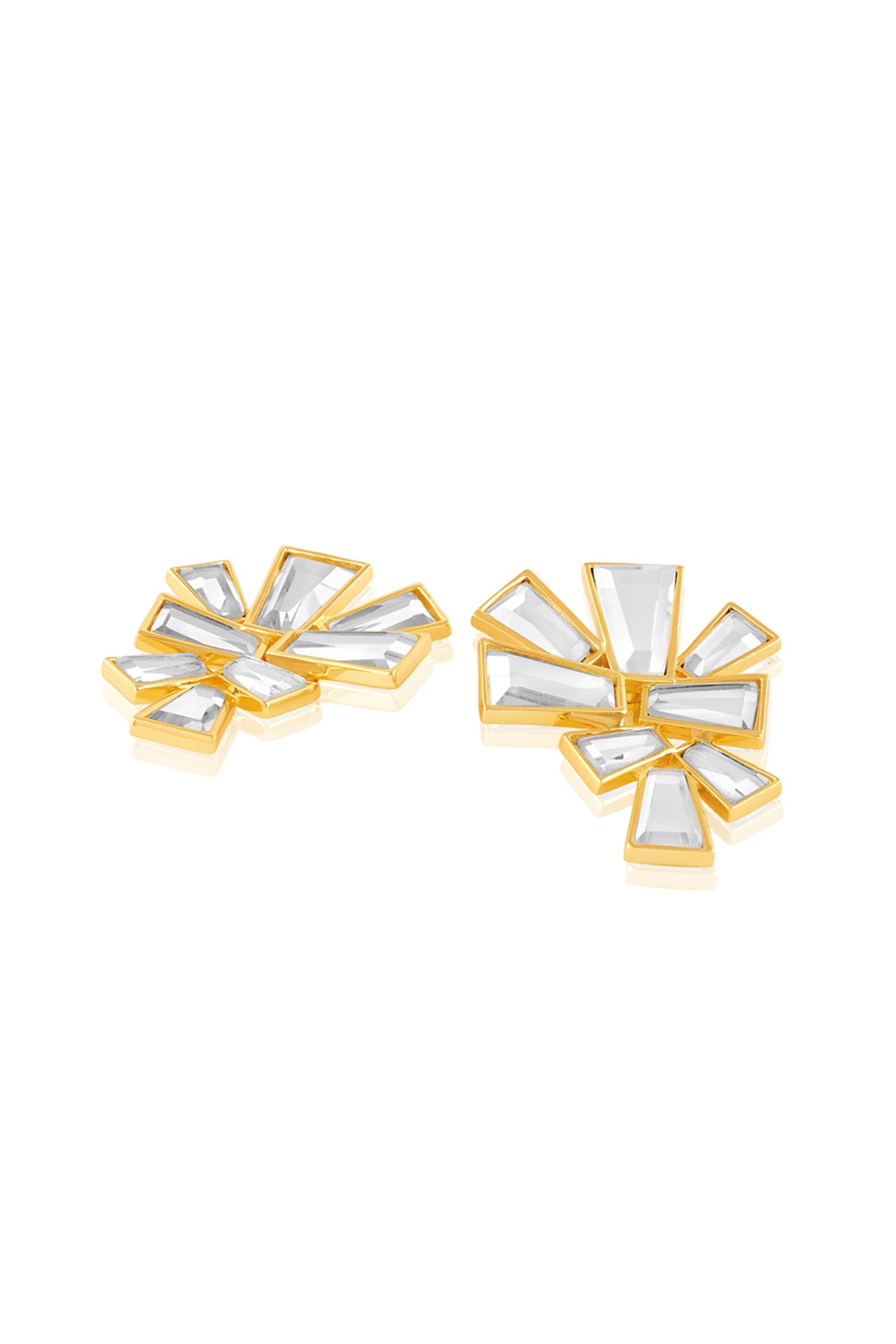 Angel Dust Baguette Mirror Stud Earring 18Kt Gold Plated