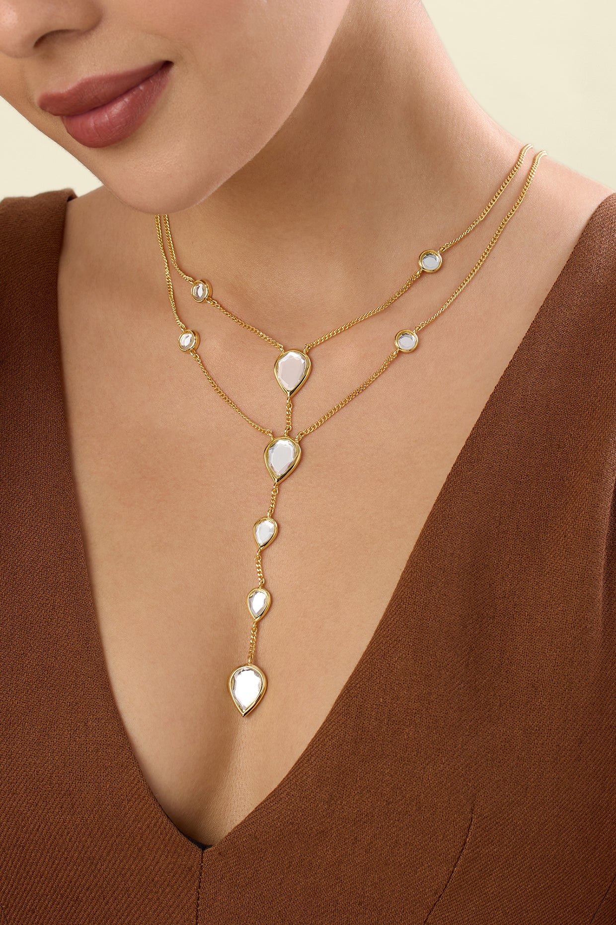 Limelight Pearl Pendant Long Necklace 18Kt Gold Plated