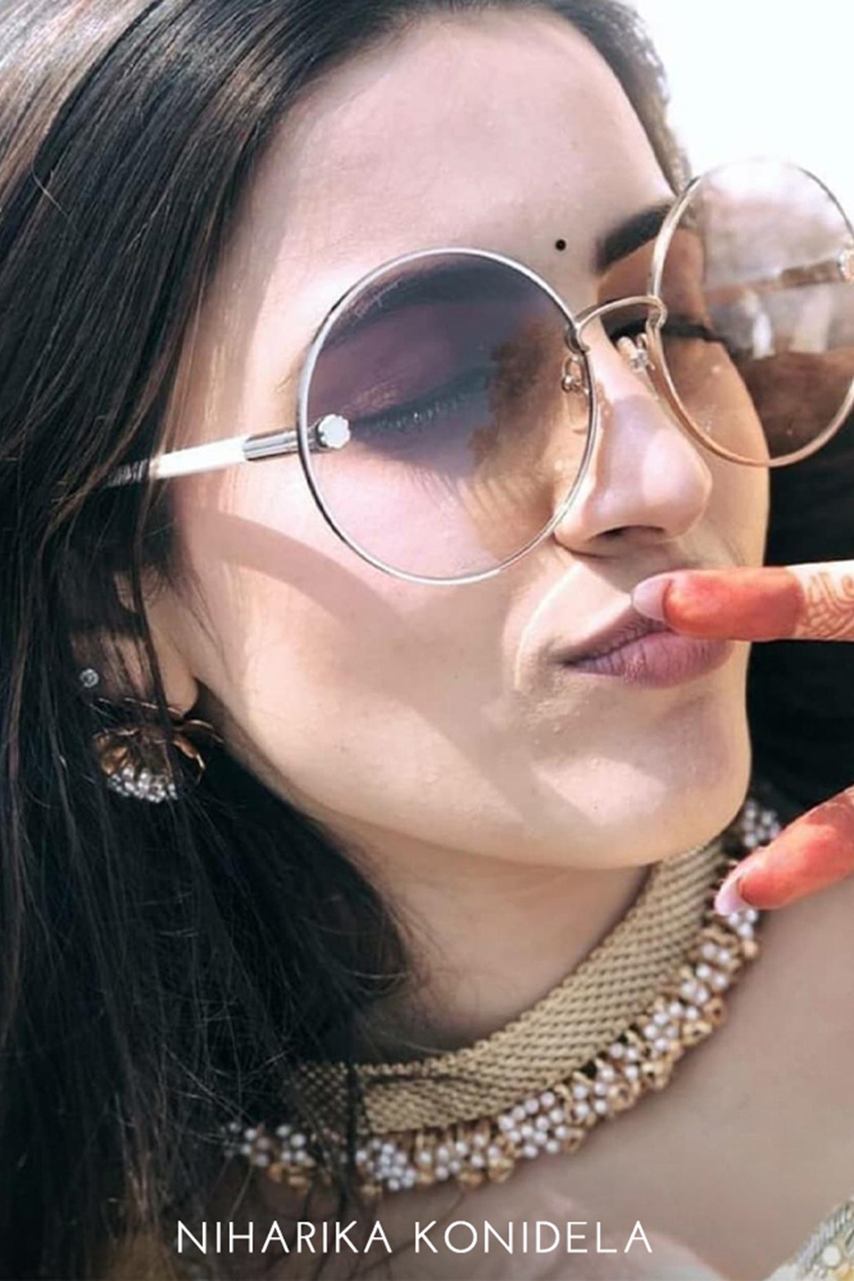 Gold Toned Mesh Necklace With Pearl & Ghungroo ,Worn by Kriti Sanon and Niharika Konidela, Hansika Motwani