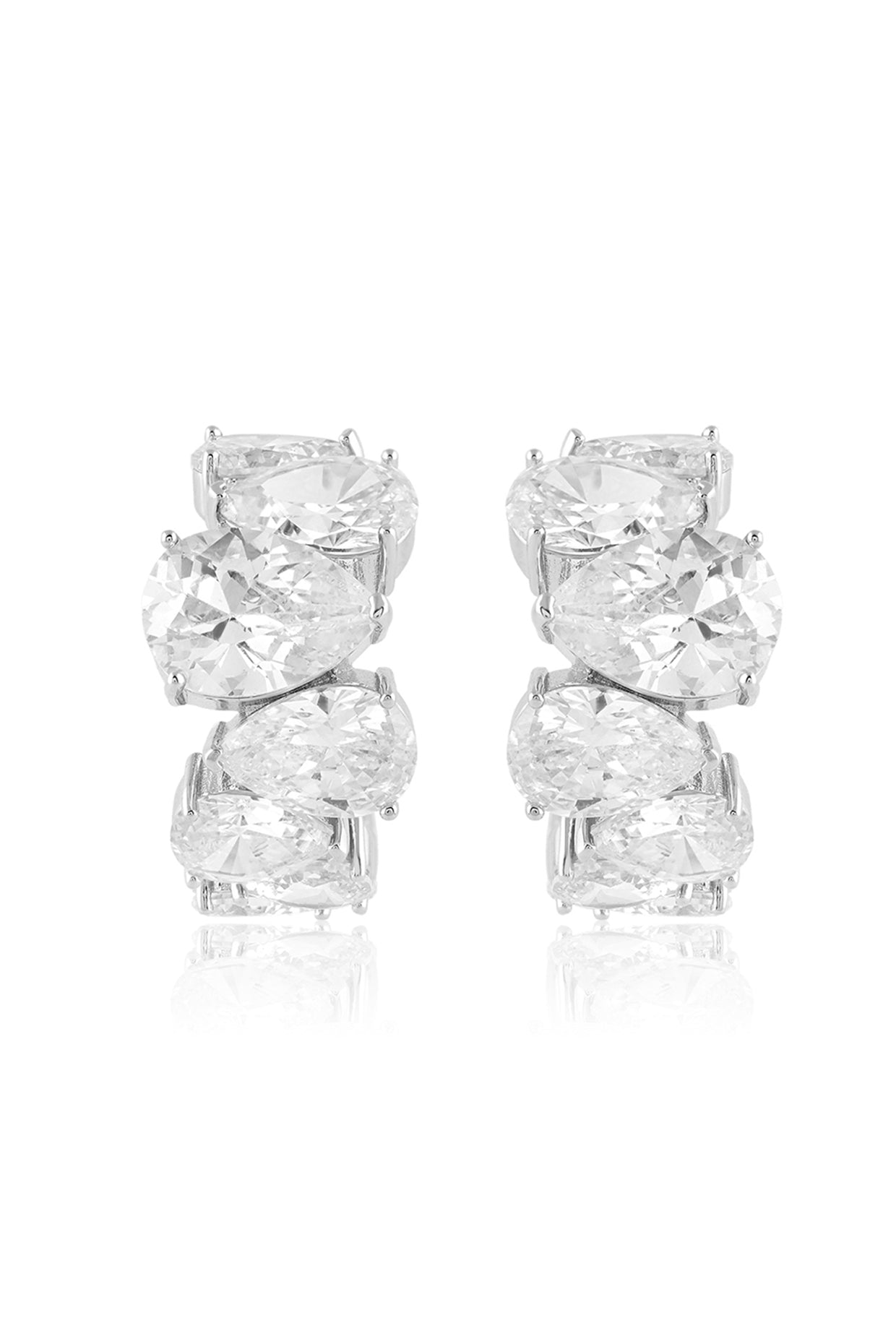 Luxe Glow Statement Hoops In Rhodium Plating