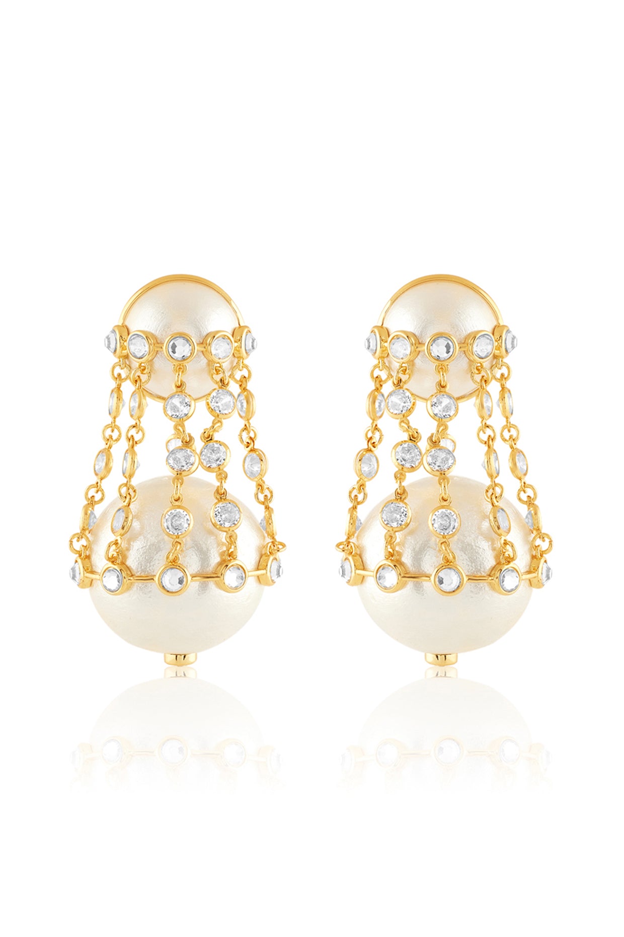 Limelight Pearl & Chain Libra Earrings 18Kt Gold Plated