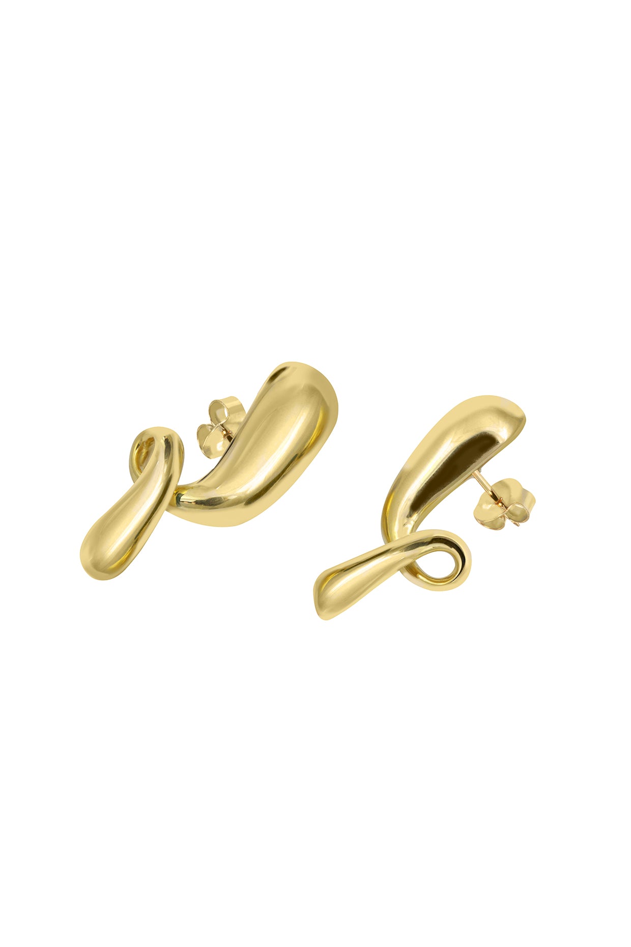 18Kt Gold Plated Solid Pebble Drop Earrings