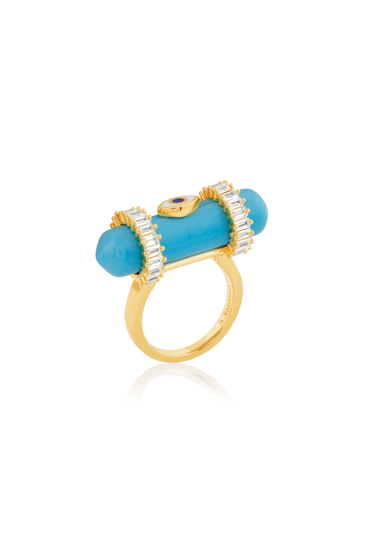 Celestial Turquoise Amulet Ring In 18kt Gold Plated
