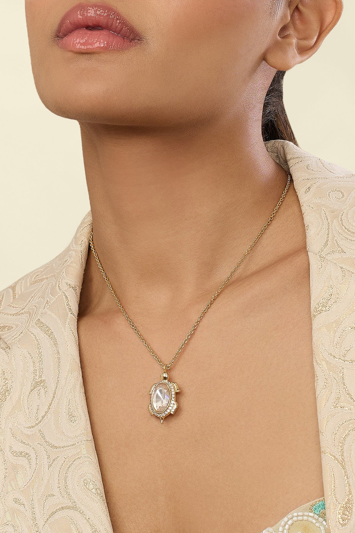 Polki Enchanted Tortoise Treasure Pedant Necklace