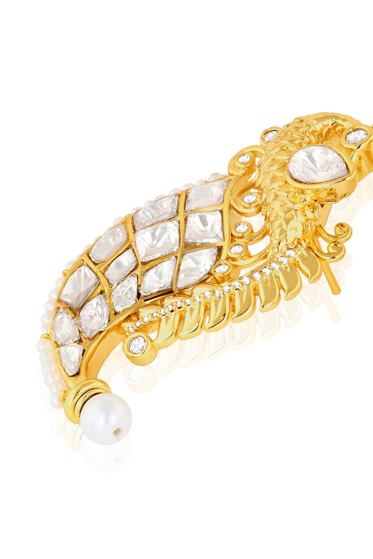 Polki Peacock Dagger Pearl Earrings