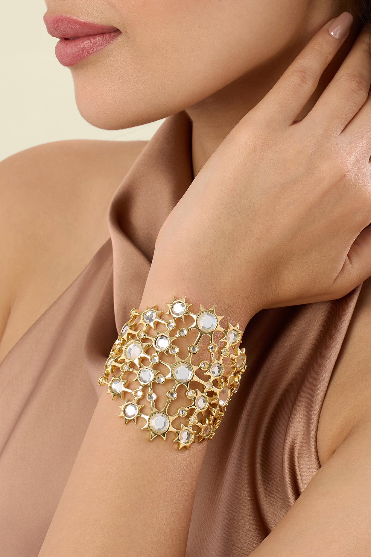 Celeste Mirror Statement Cuff 18Kt Gold Plated