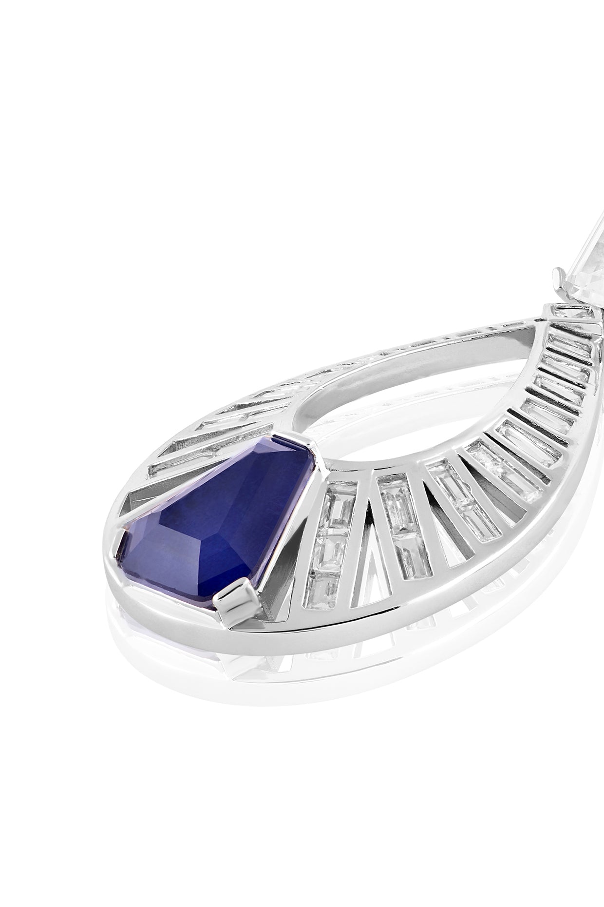 Marquise Sapphire Danglers In Rhodium Plated