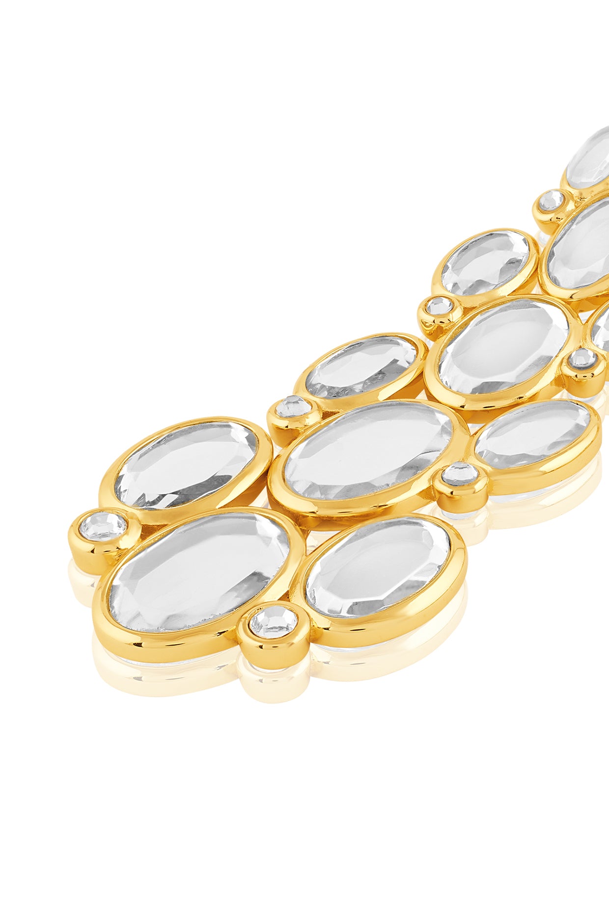 Limelight Oval Mirror Long Earrings 18Kt Gold Plated