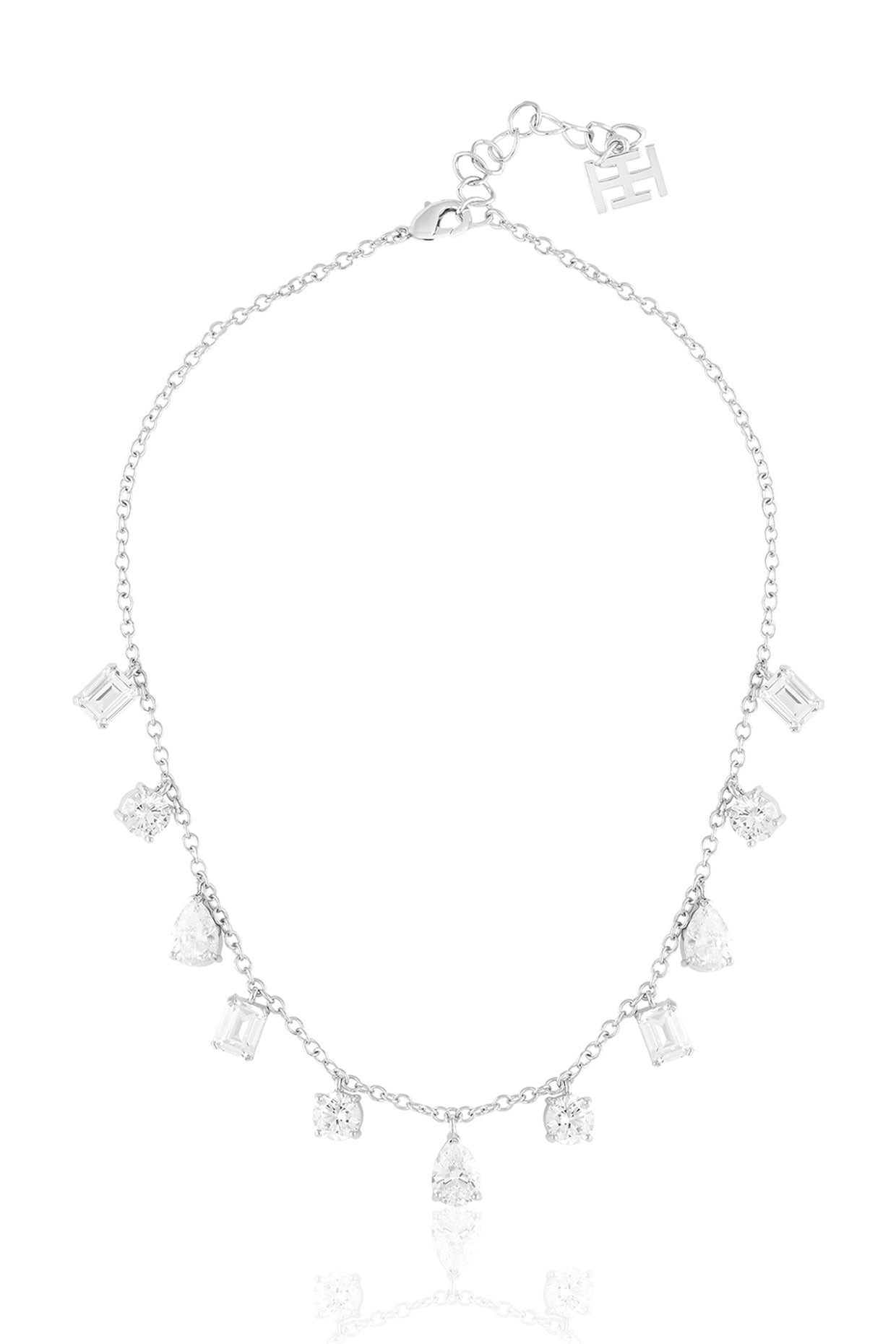 Eterna Charm Choker Necklace In Rhodium Plating