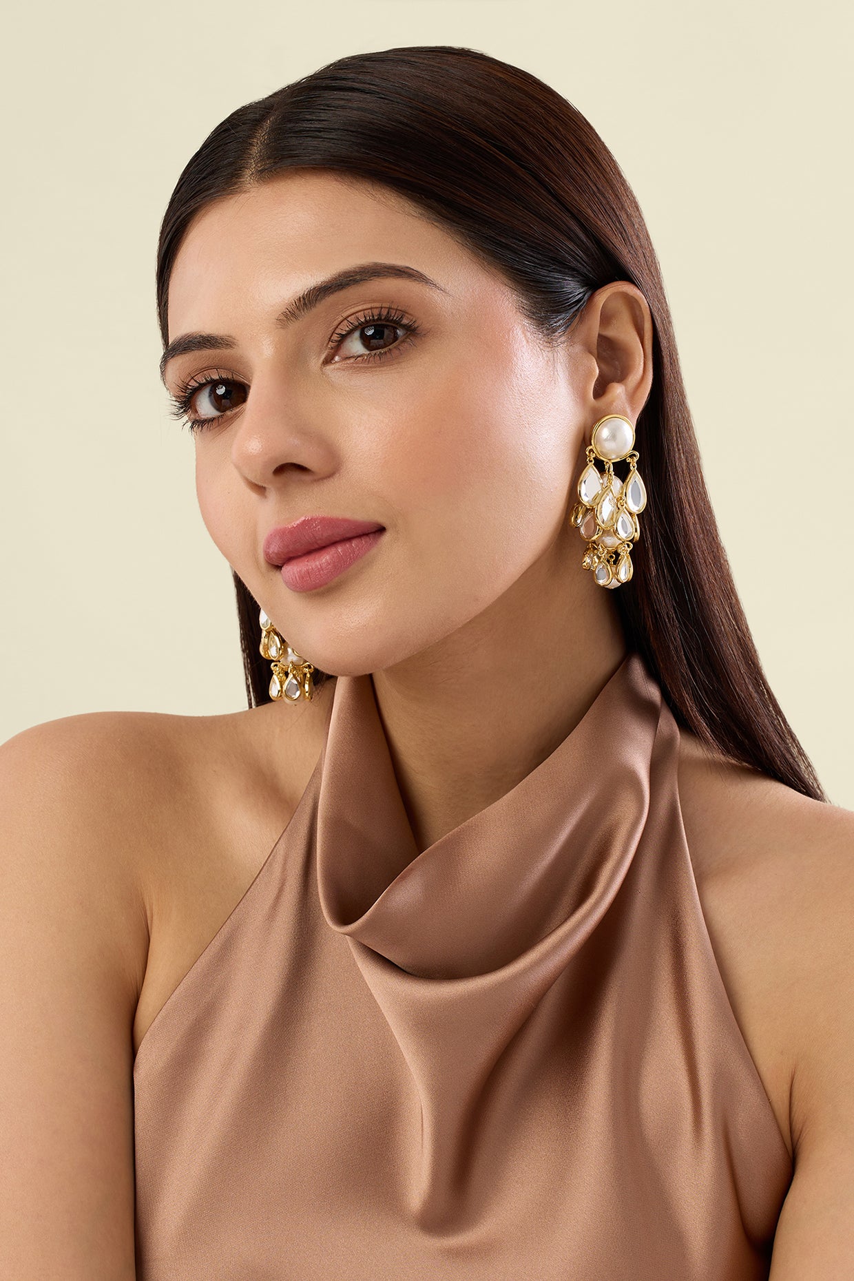 LimelightLayeredMirrorDropEarrings 18Kt Gold Plated