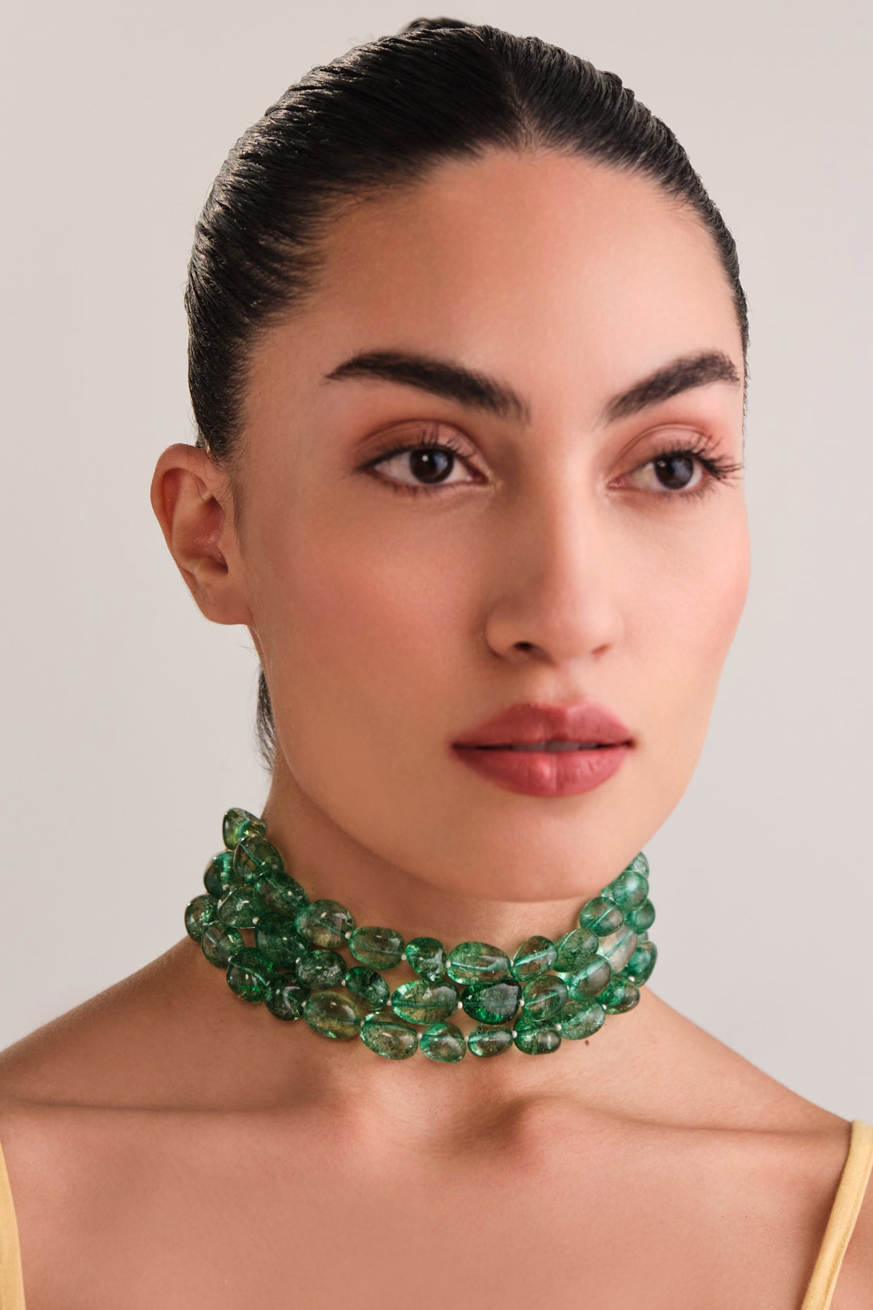 Emerald Green Choker - 3 Lines
